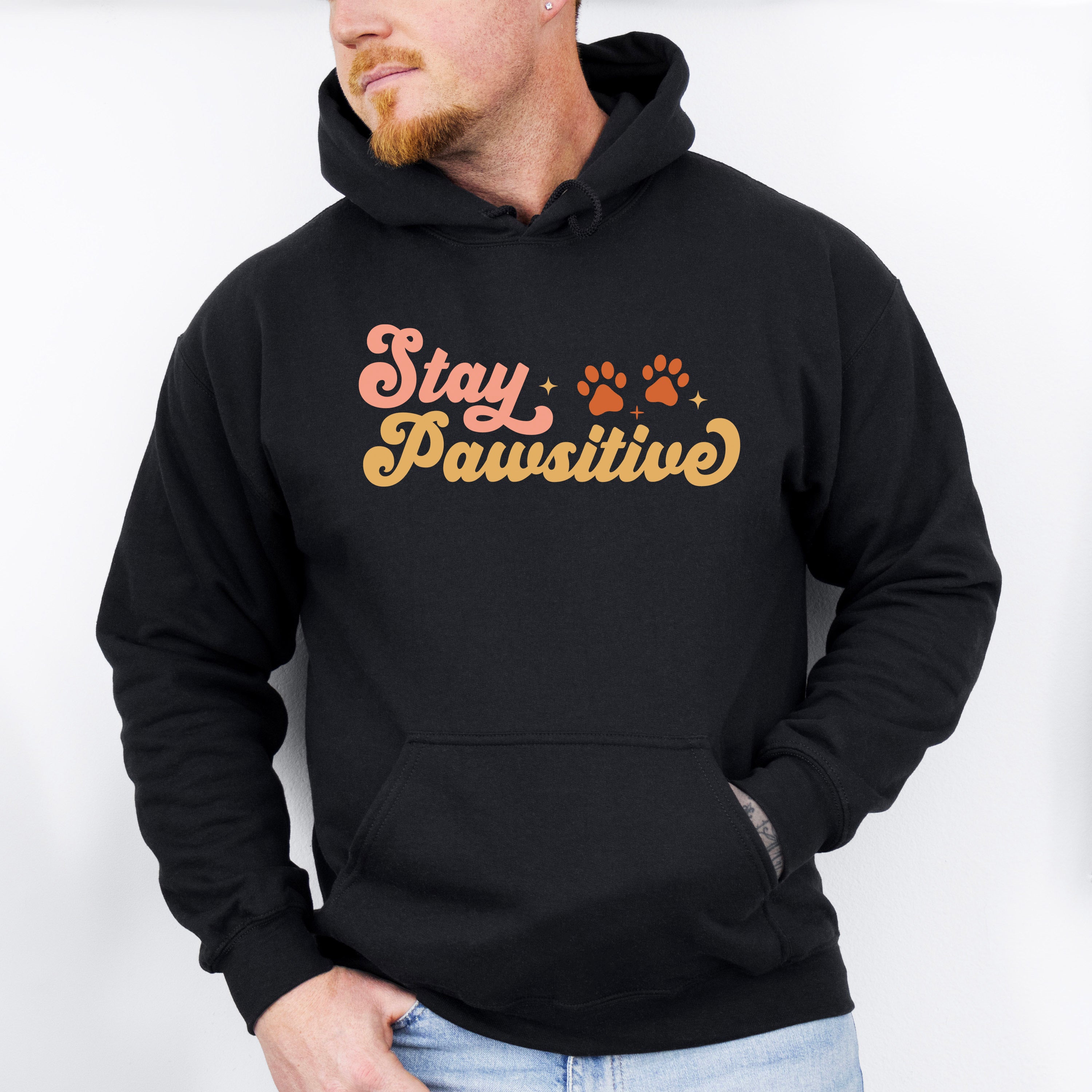 Stay Pawsitive Paw Design - Dogs Unisex Crewneck T-Shirt Sweatshirt Hoodie