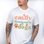 Easily Distracted By Dogs Paw Design - Dogs Unisex Crewneck T-Shirt Sweatshirt Hoodie