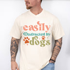 Easily Distracted By Dogs Paw Design - Dogs Unisex Crewneck T-Shirt Sweatshirt Hoodie