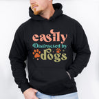 Easily Distracted By Dogs Paw Design - Dogs Unisex Crewneck T-Shirt Sweatshirt Hoodie