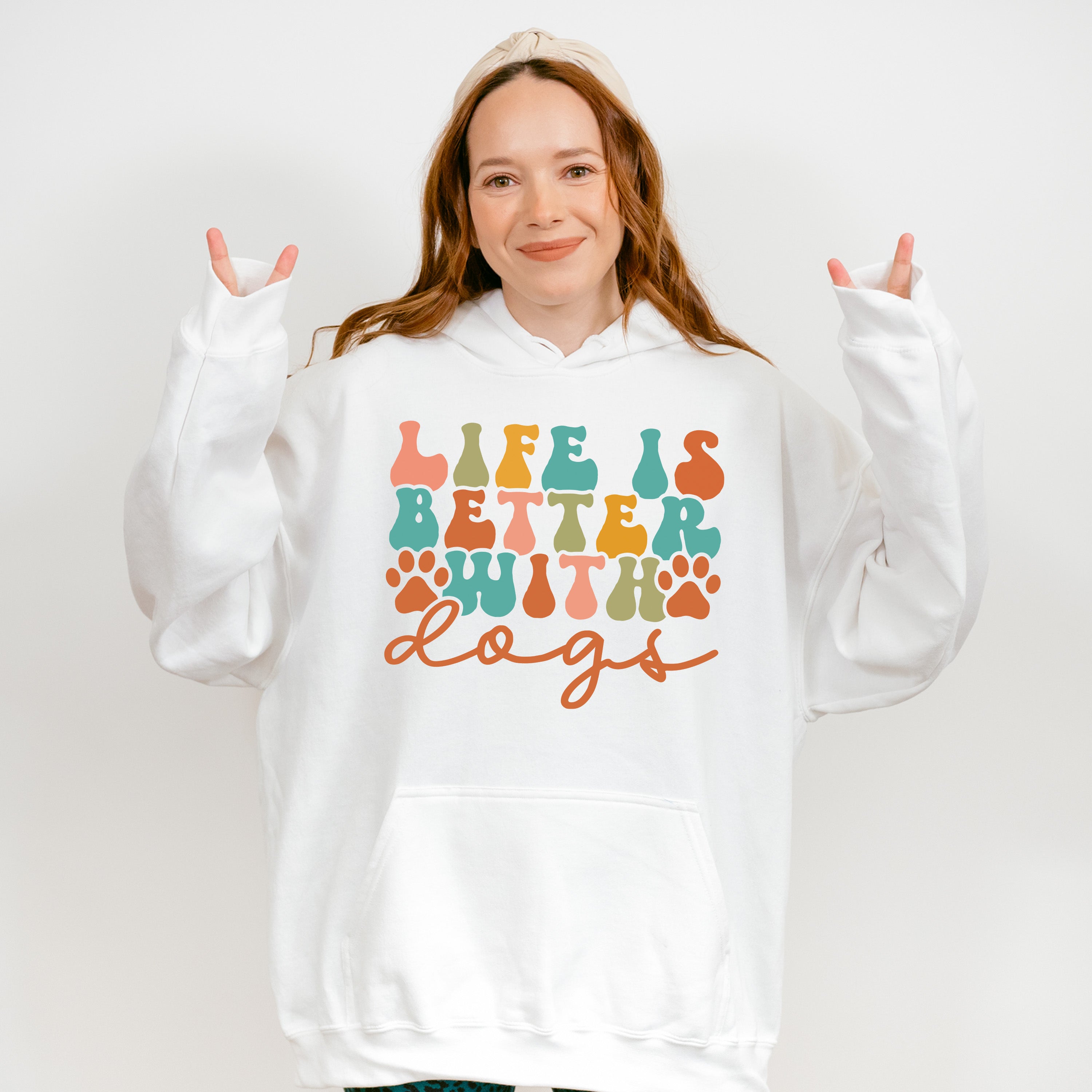 Life Is Better With Dogs Paw Design - Dogs Unisex Crewneck T-Shirt Sweatshirt Hoodie