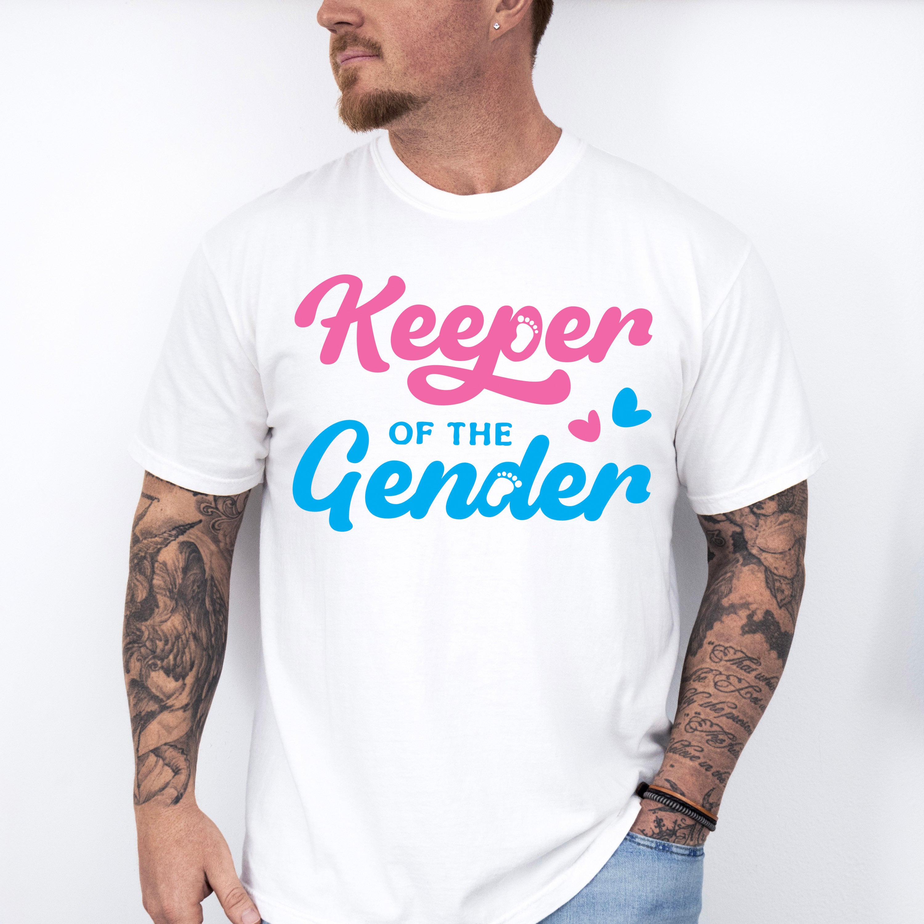 Keeper Of The Gender Pink And Blue Design - Gender Reveal Unisex Crewneck T-Shirt Sweatshirt Hoodie