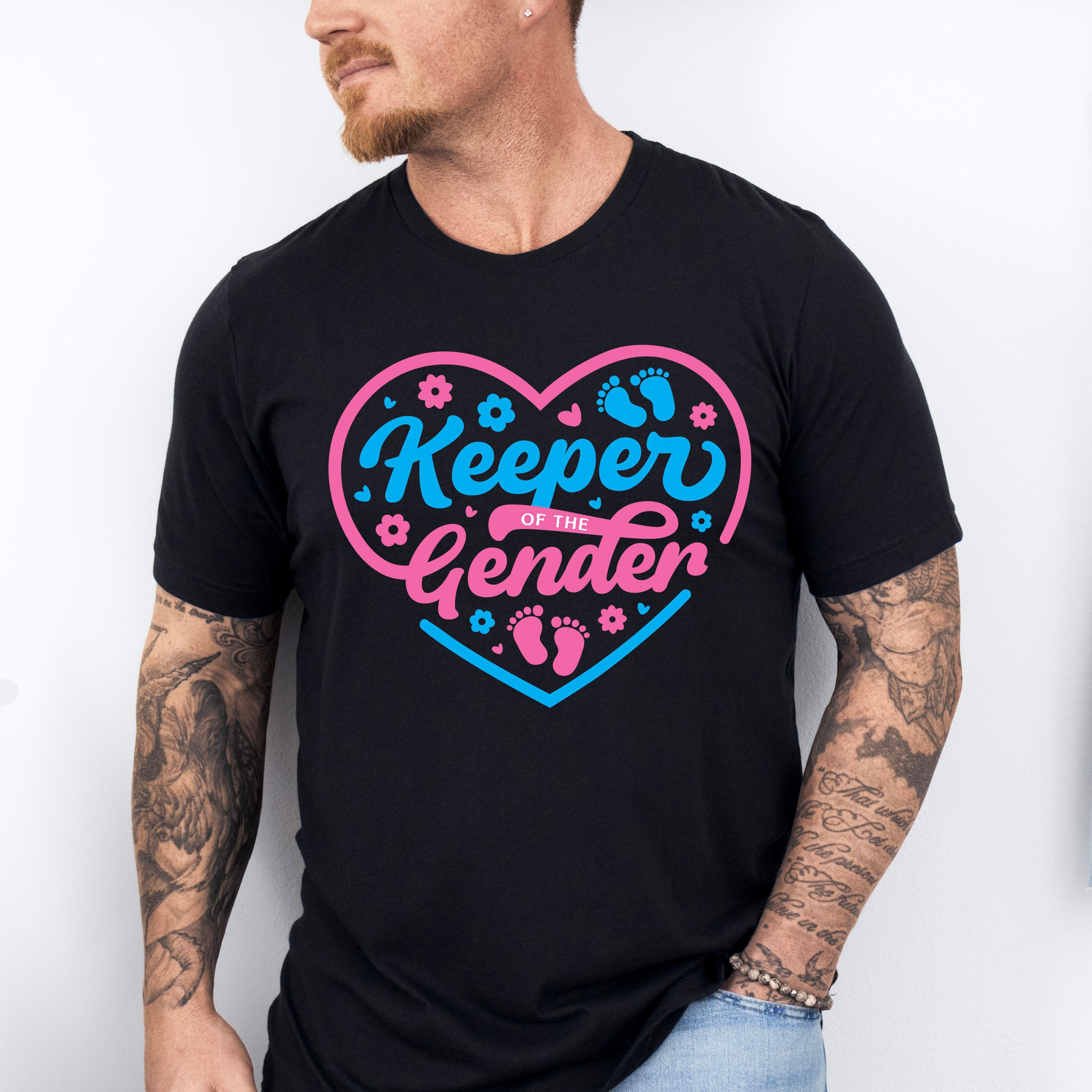 Keeper Of The Gender Flower Design - Gender Reveal Unisex Crewneck T-Shirt Sweatshirt Hoodie