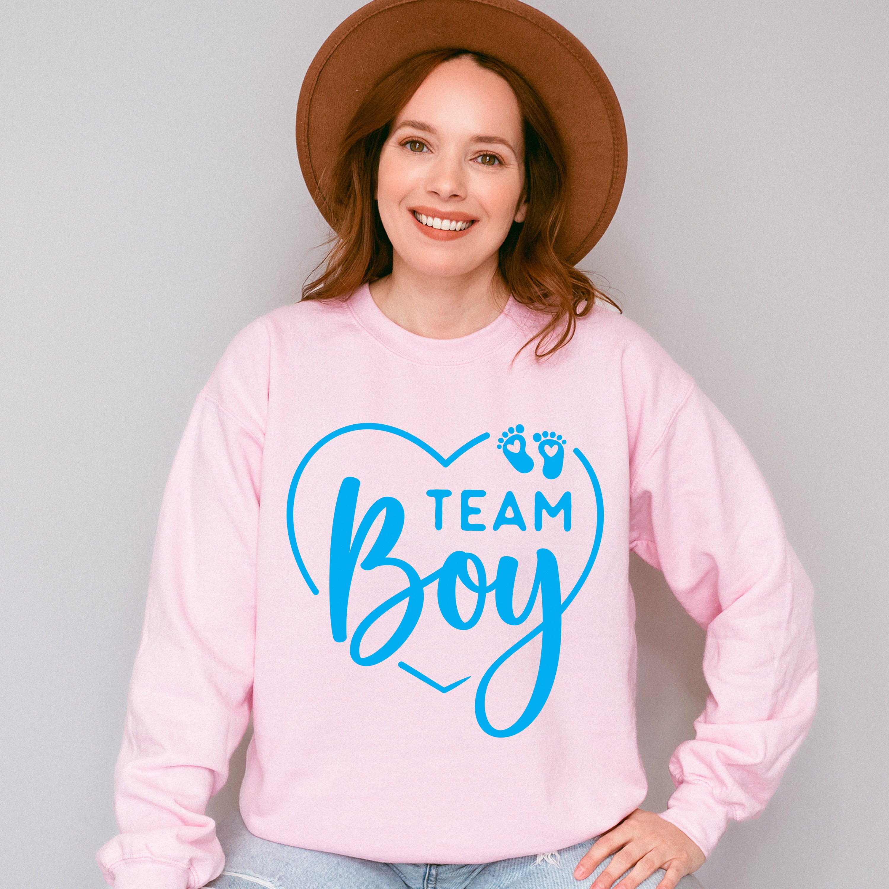 Team Boy Heart Design - Gender Reveal Unisex Crewneck T-Shirt Sweatshirt Hoodie