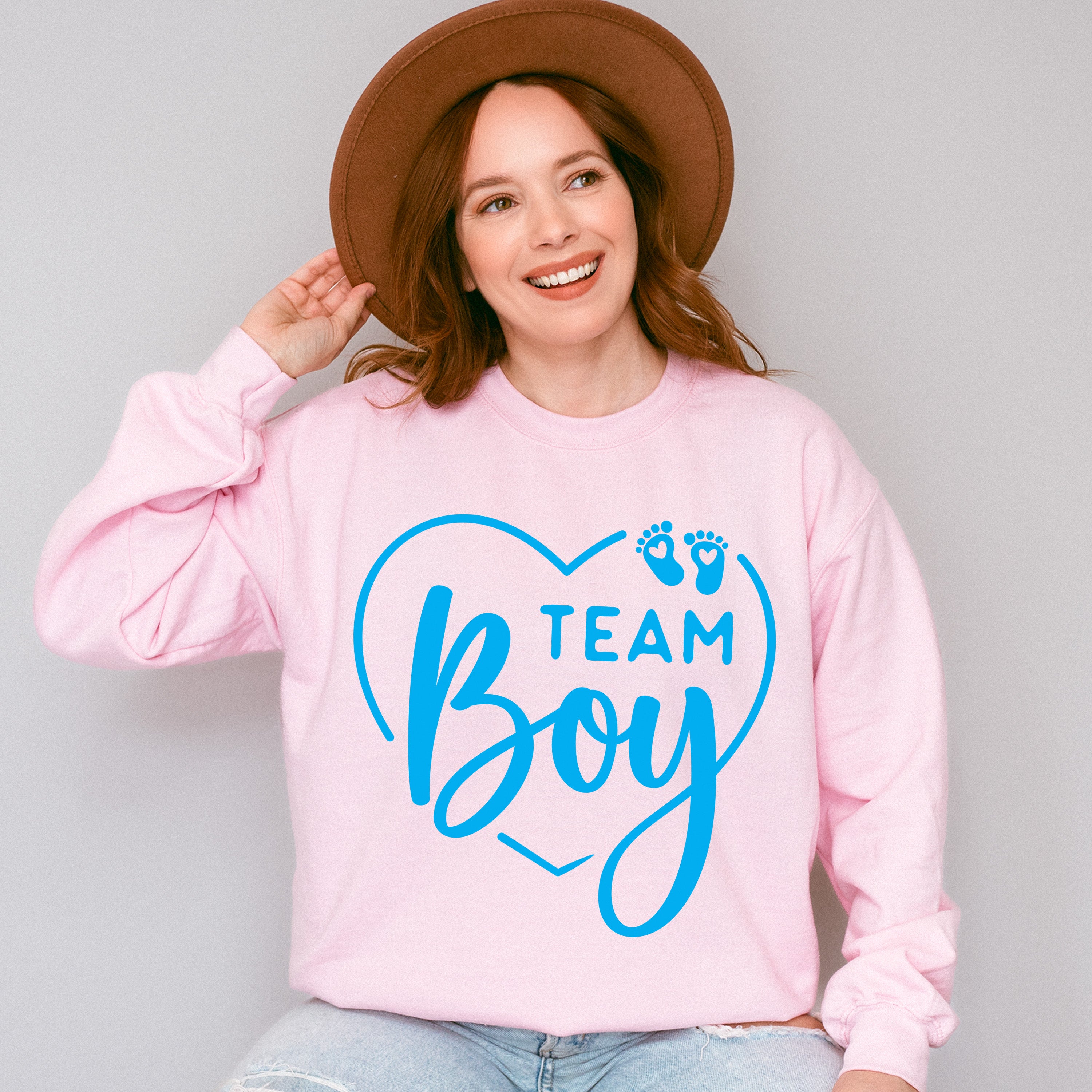 Team Boy Heart Design - Gender Reveal Unisex Crewneck T-Shirt Sweatshirt Hoodie