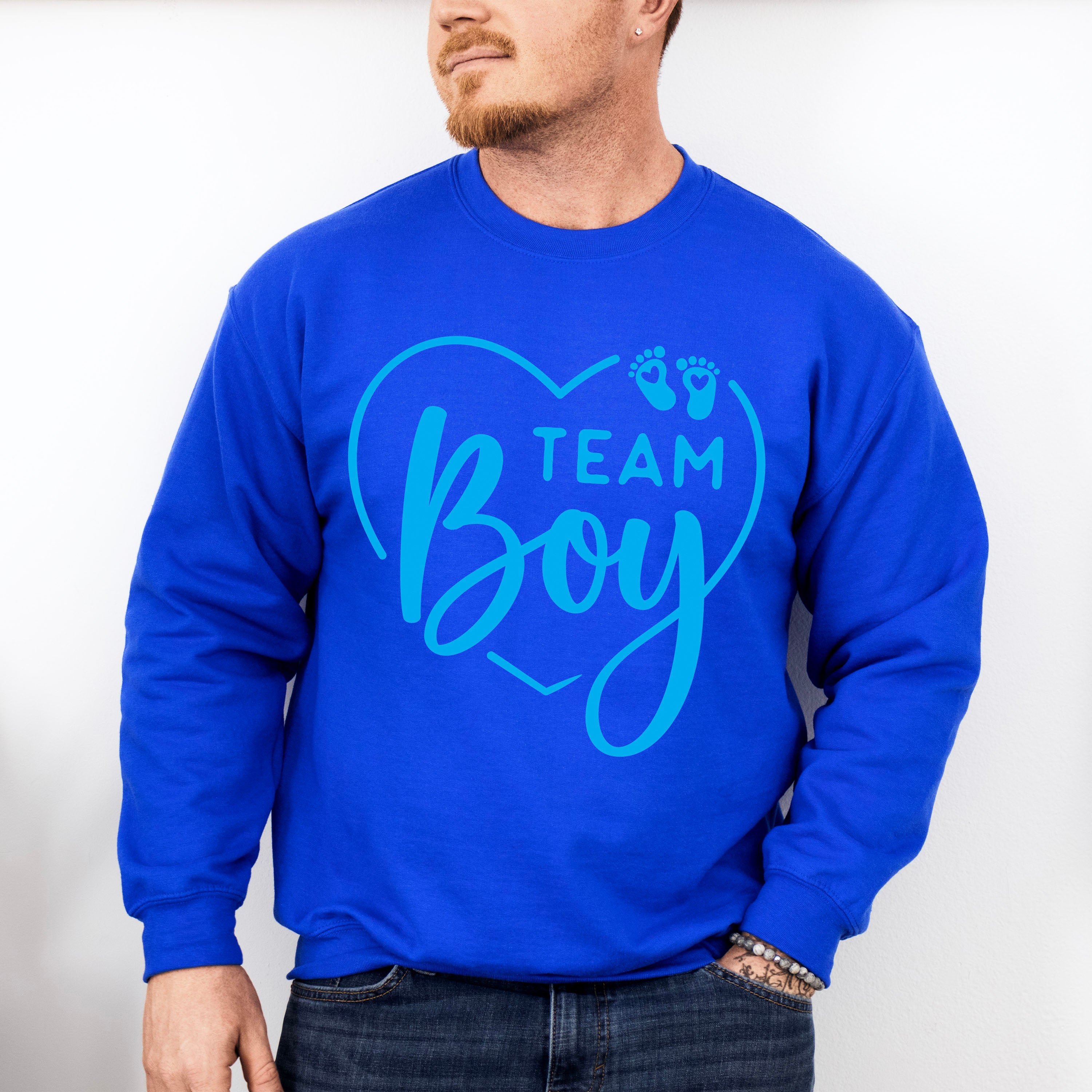 Team Boy Heart Design - Gender Reveal Unisex Crewneck T-Shirt Sweatshirt Hoodie