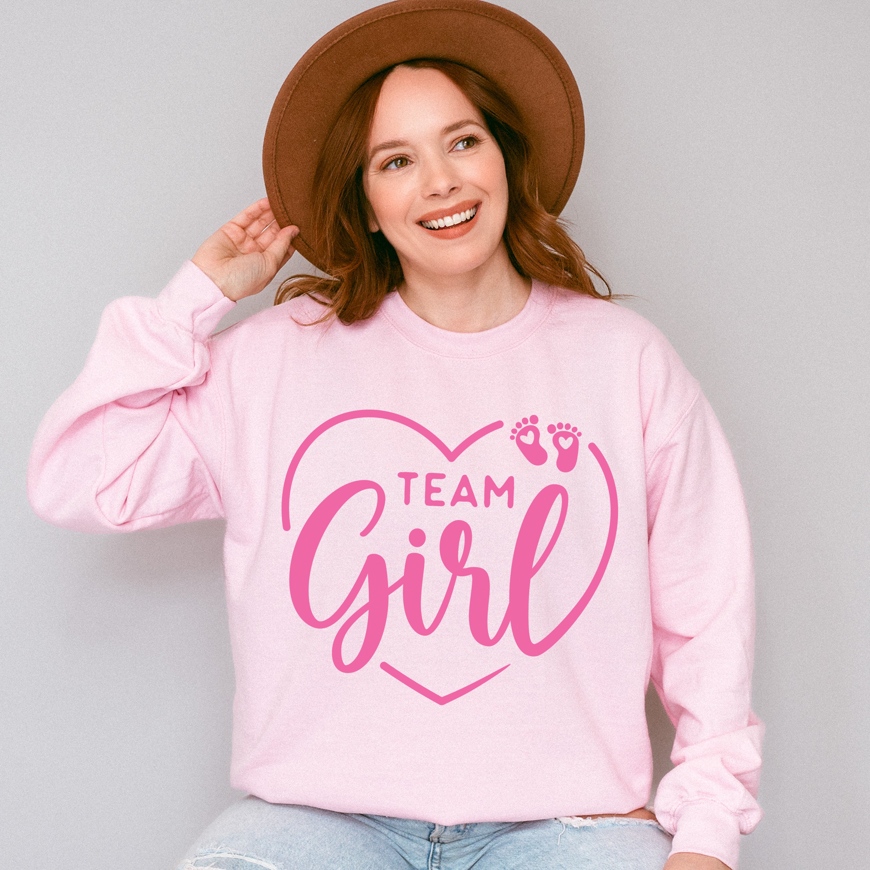 Team Girl Heart Design - Gender Reveal Unisex Crewneck T-Shirt Sweatshirt Hoodie