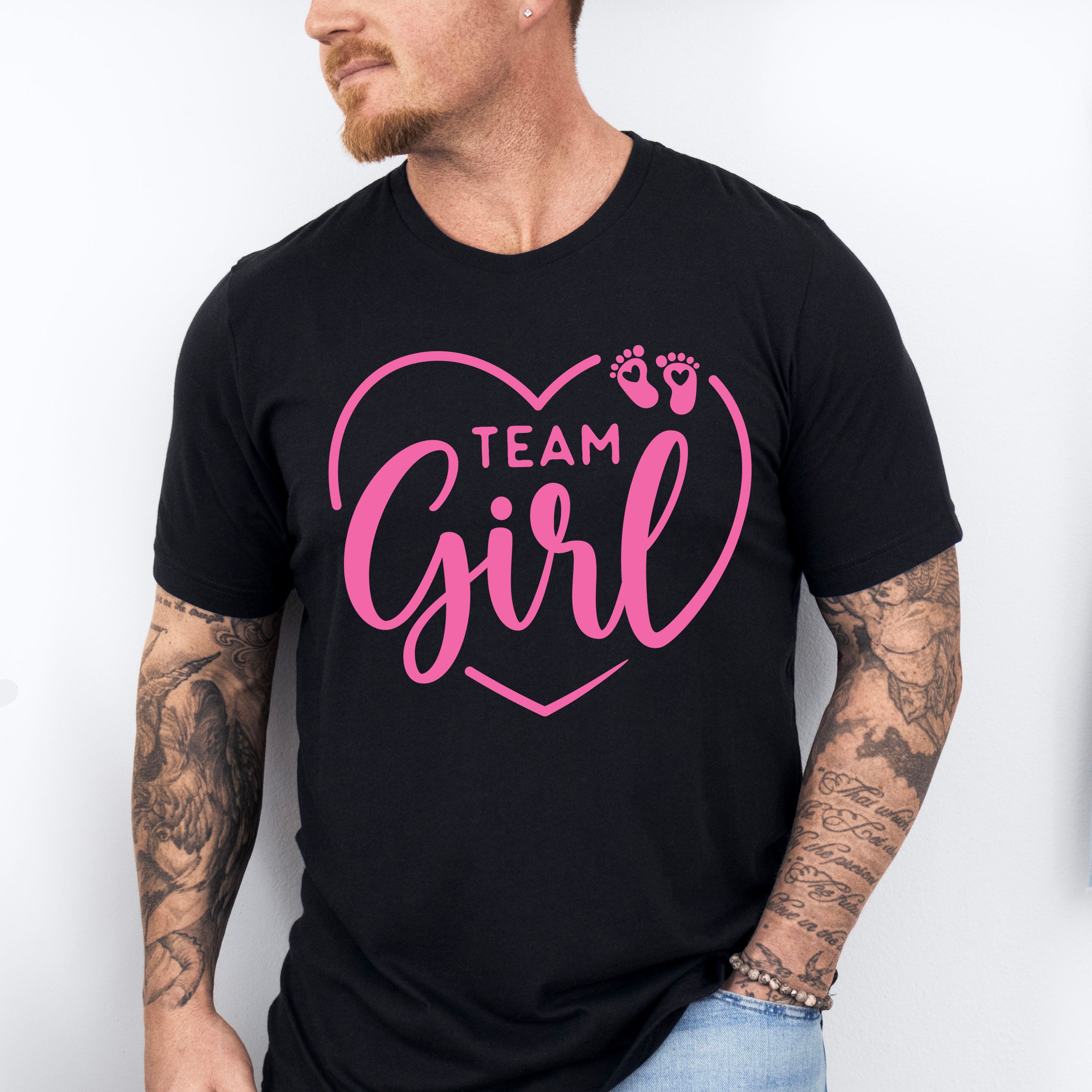 Team Girl Heart Design - Gender Reveal Unisex Crewneck T-Shirt Sweatshirt Hoodie