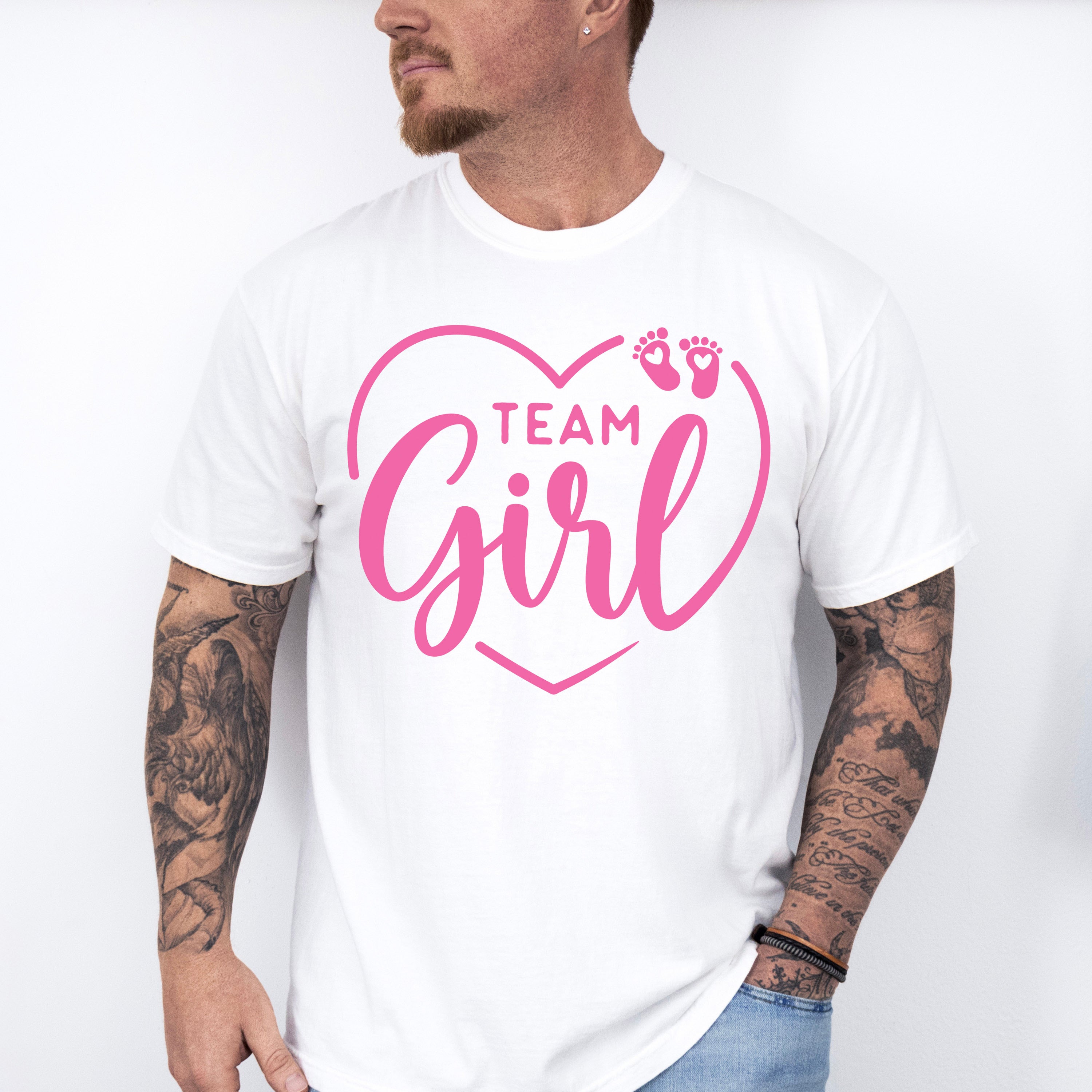 Team Girl Heart Design - Gender Reveal Unisex Crewneck T-Shirt Sweatshirt Hoodie