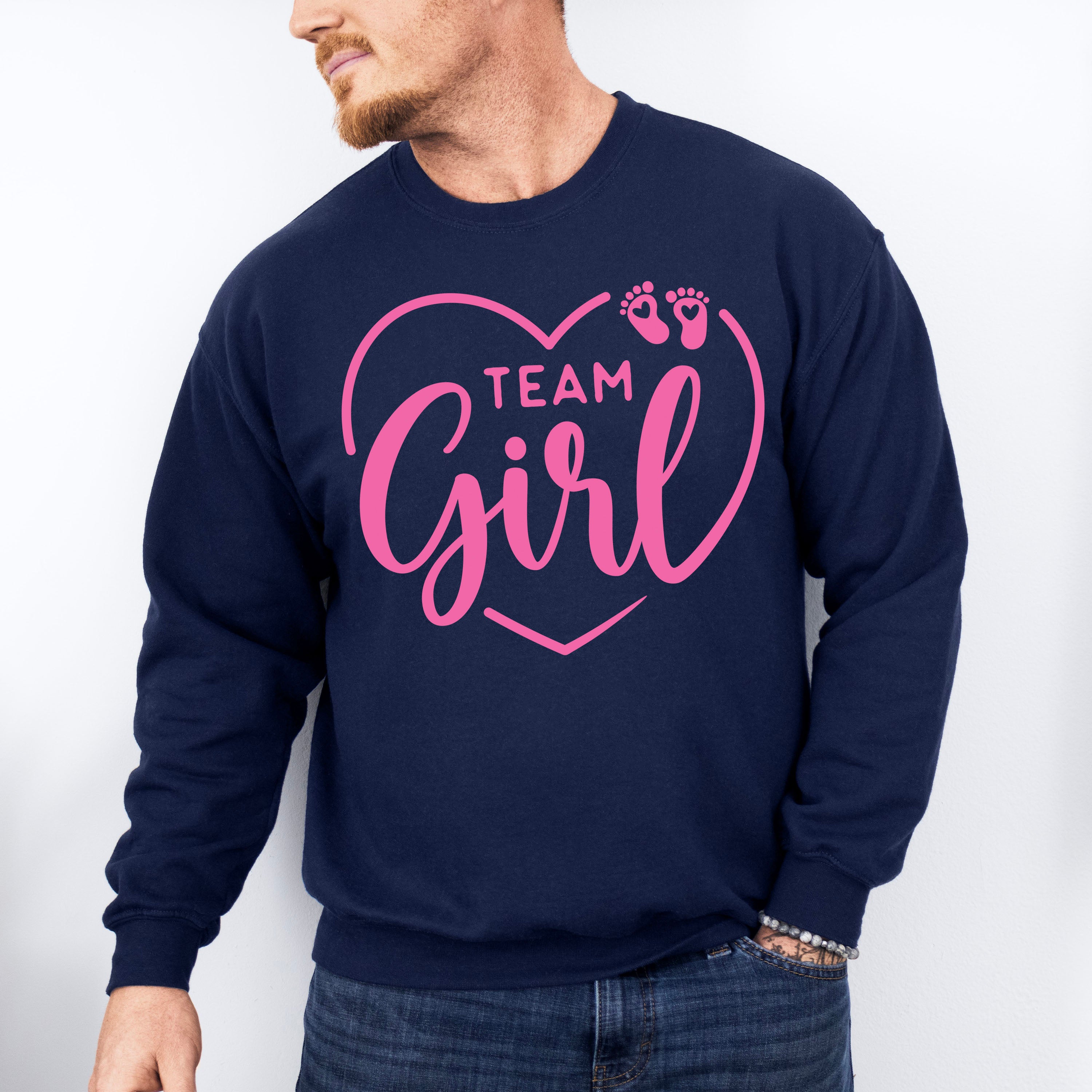 Team Girl Heart Design - Gender Reveal Unisex Crewneck T-Shirt Sweatshirt Hoodie