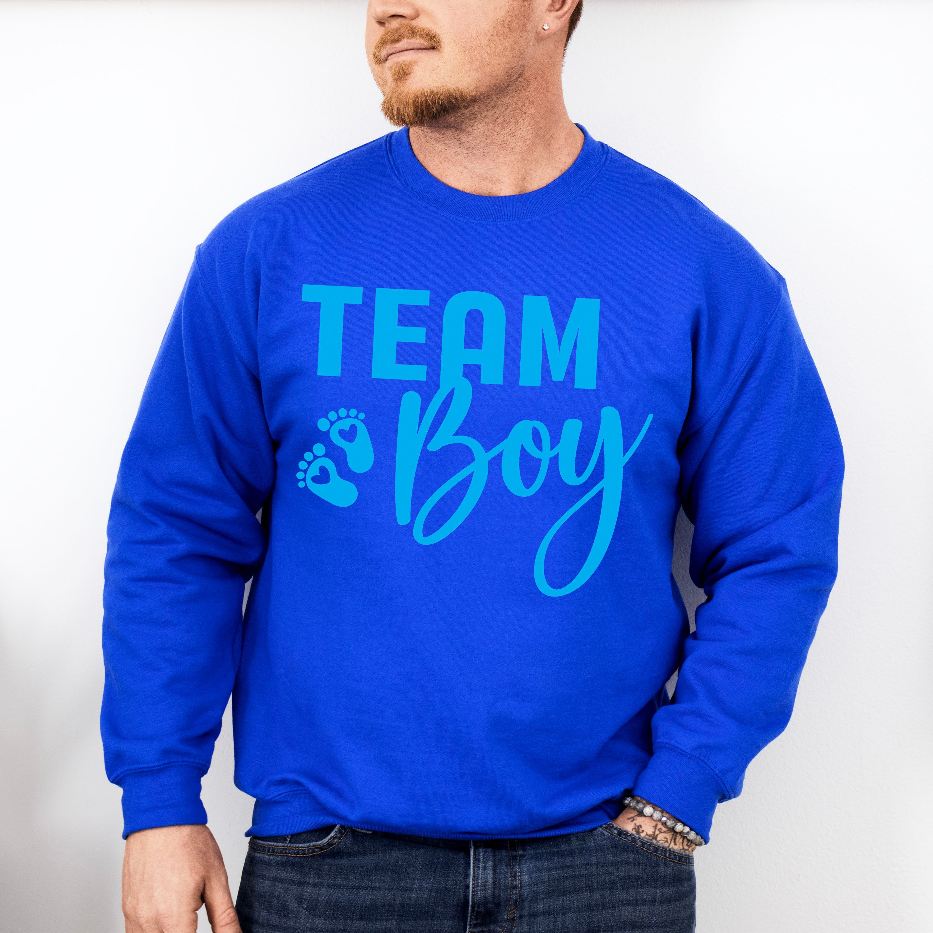 Team Boy Cursive Design - Gender Reveal Unisex Crewneck T-Shirt Sweatshirt Hoodie