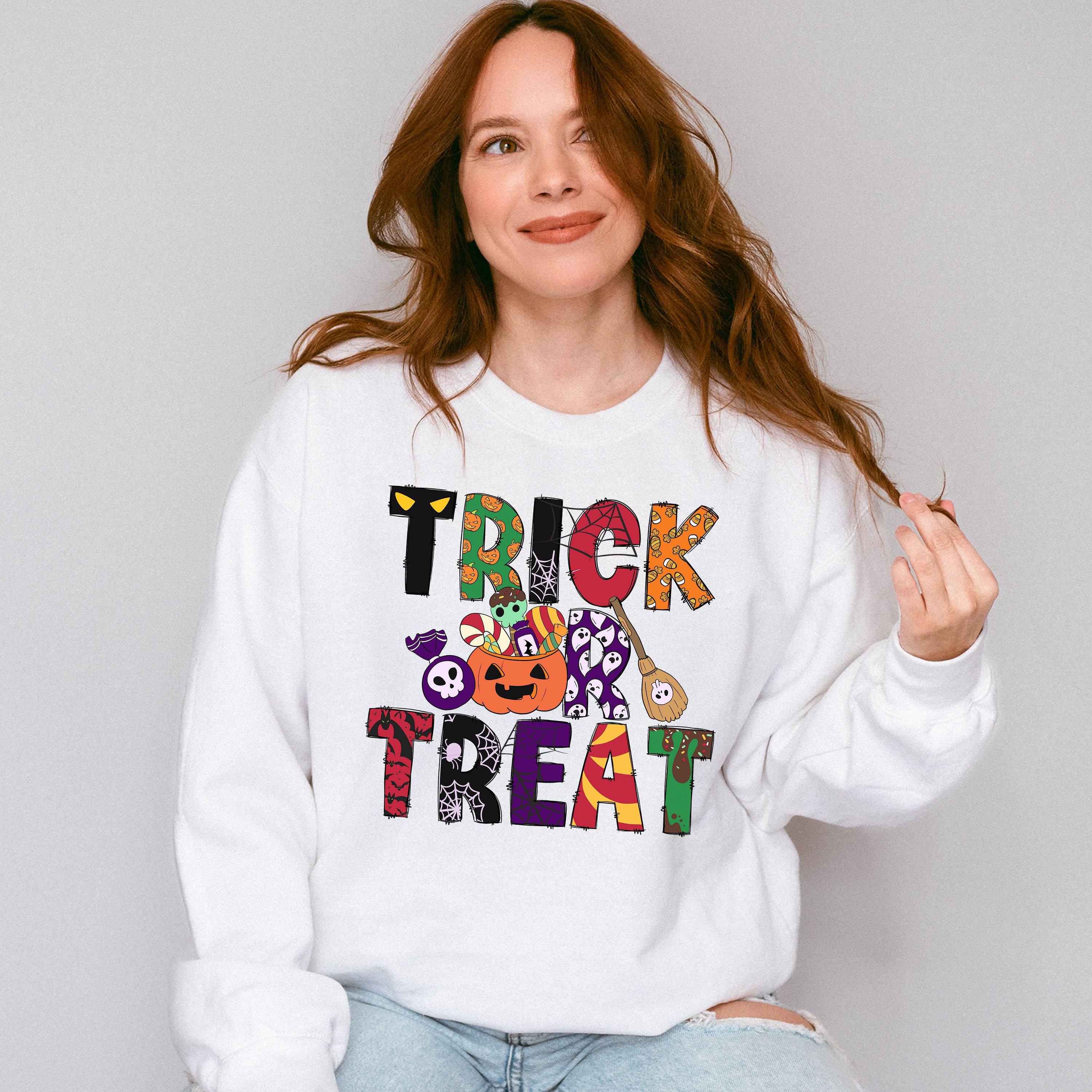 Trick or Treat Halloween Design - Halloween Unisex Crewneck T-Shirt Sweatshirt Hoodie