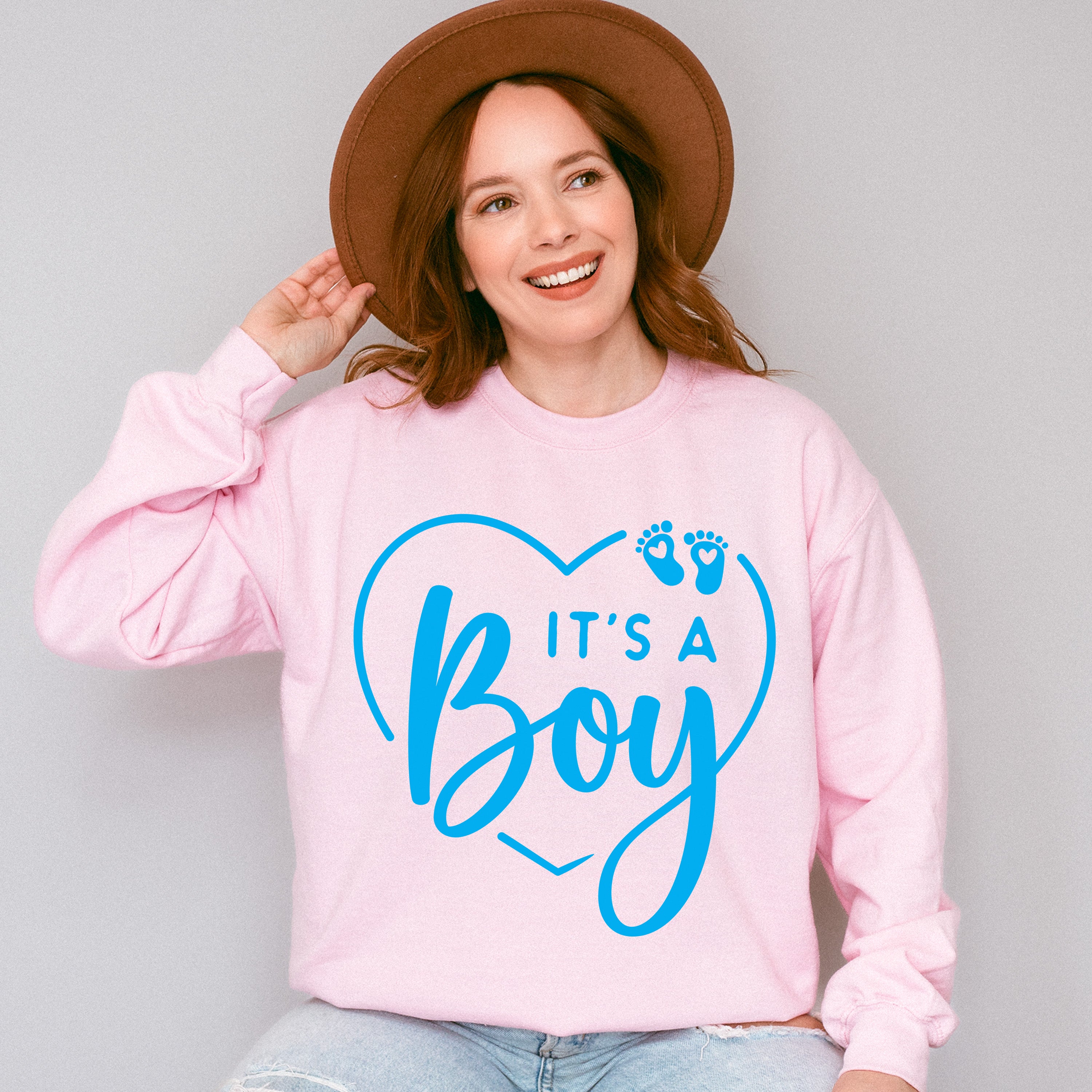 It's A Boy Heart Design - Gender Reveal Unisex Crewneck T-Shirt Sweatshirt Hoodie