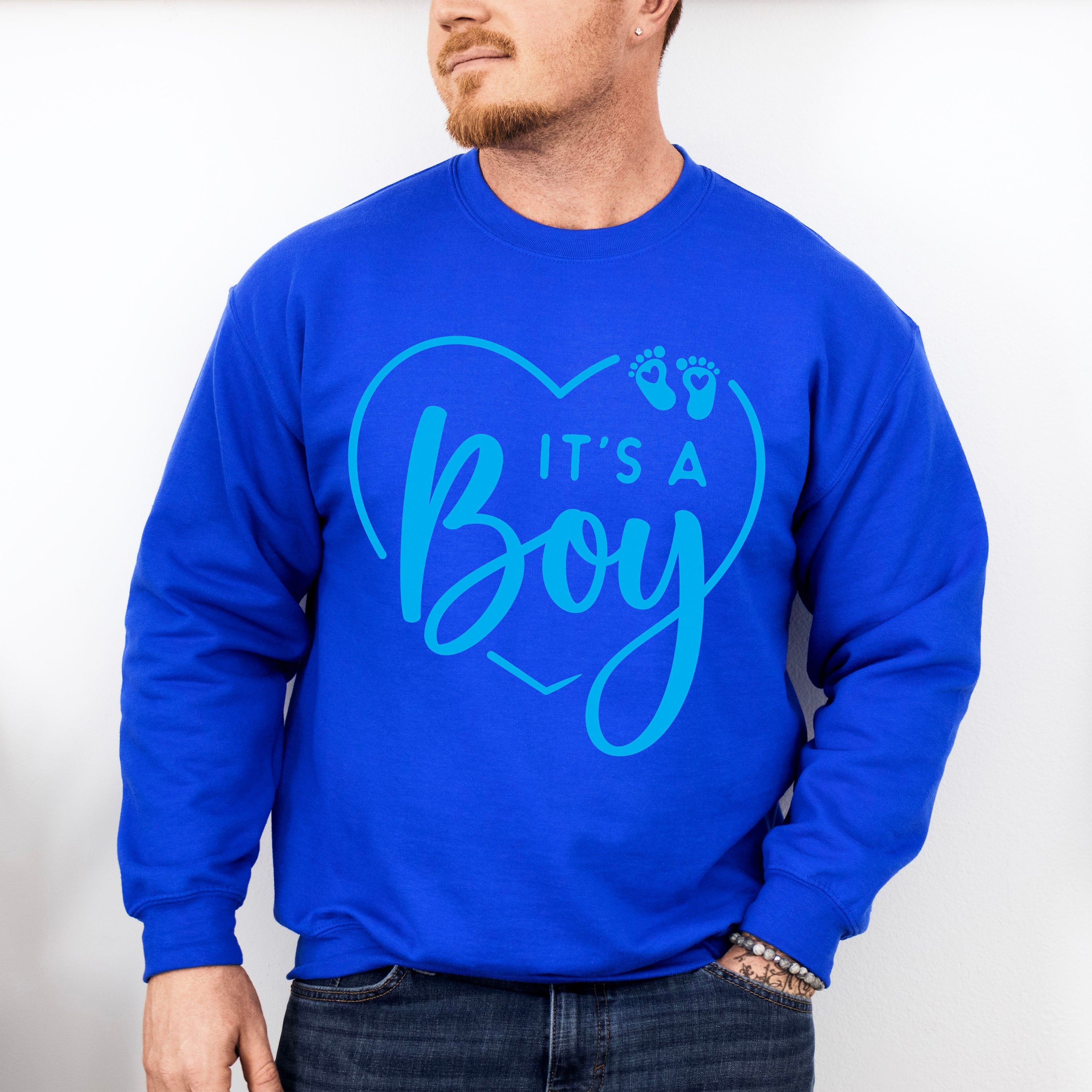 It's A Boy Heart Design - Gender Reveal Unisex Crewneck T-Shirt Sweatshirt Hoodie