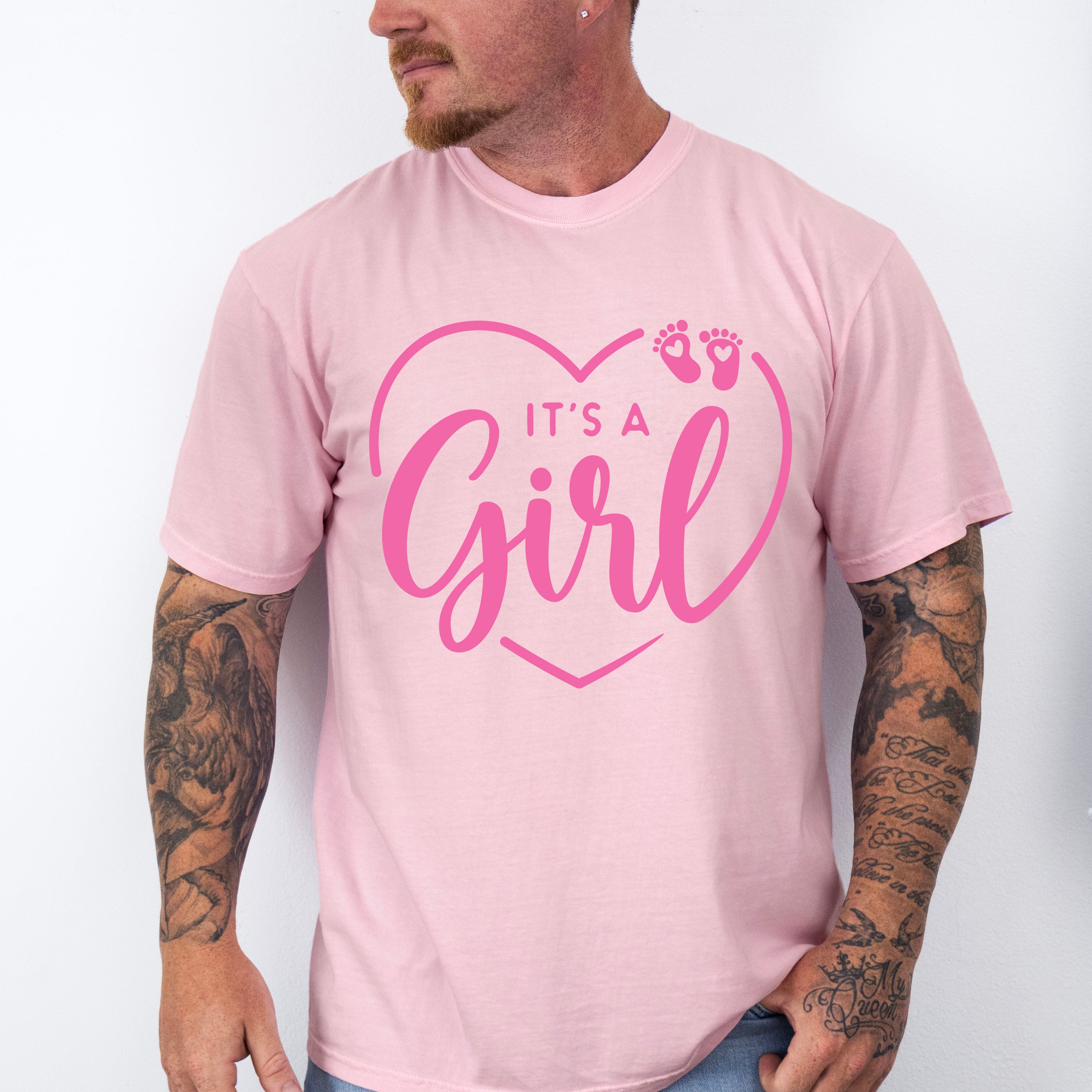 It's A Girl Heart Design - Gender Reveal Unisex Crewneck T-Shirt Sweatshirt Hoodie
