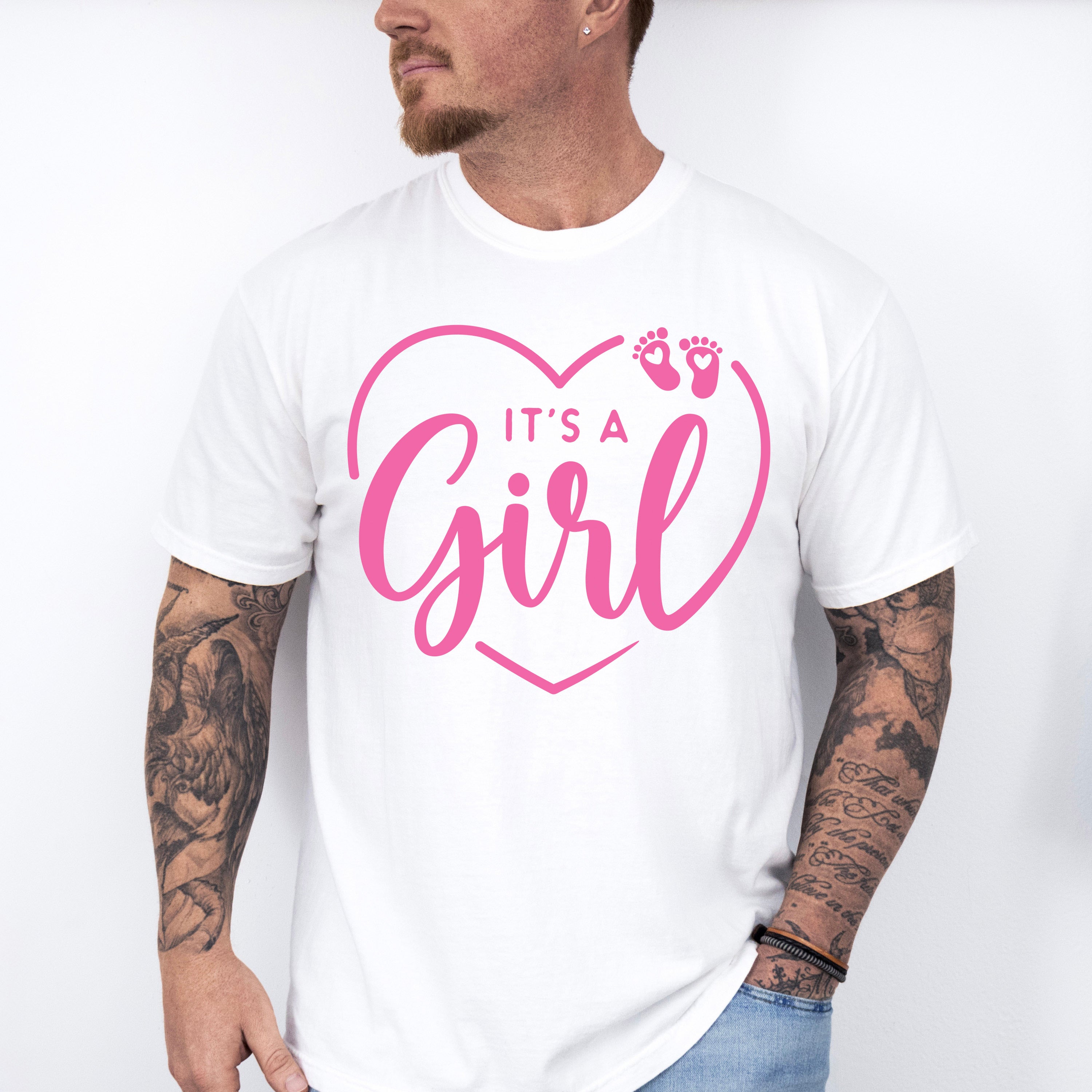 It's A Girl Heart Design - Gender Reveal Unisex Crewneck T-Shirt Sweatshirt Hoodie