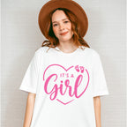 It's A Girl Heart Design - Gender Reveal Unisex Crewneck T-Shirt Sweatshirt Hoodie