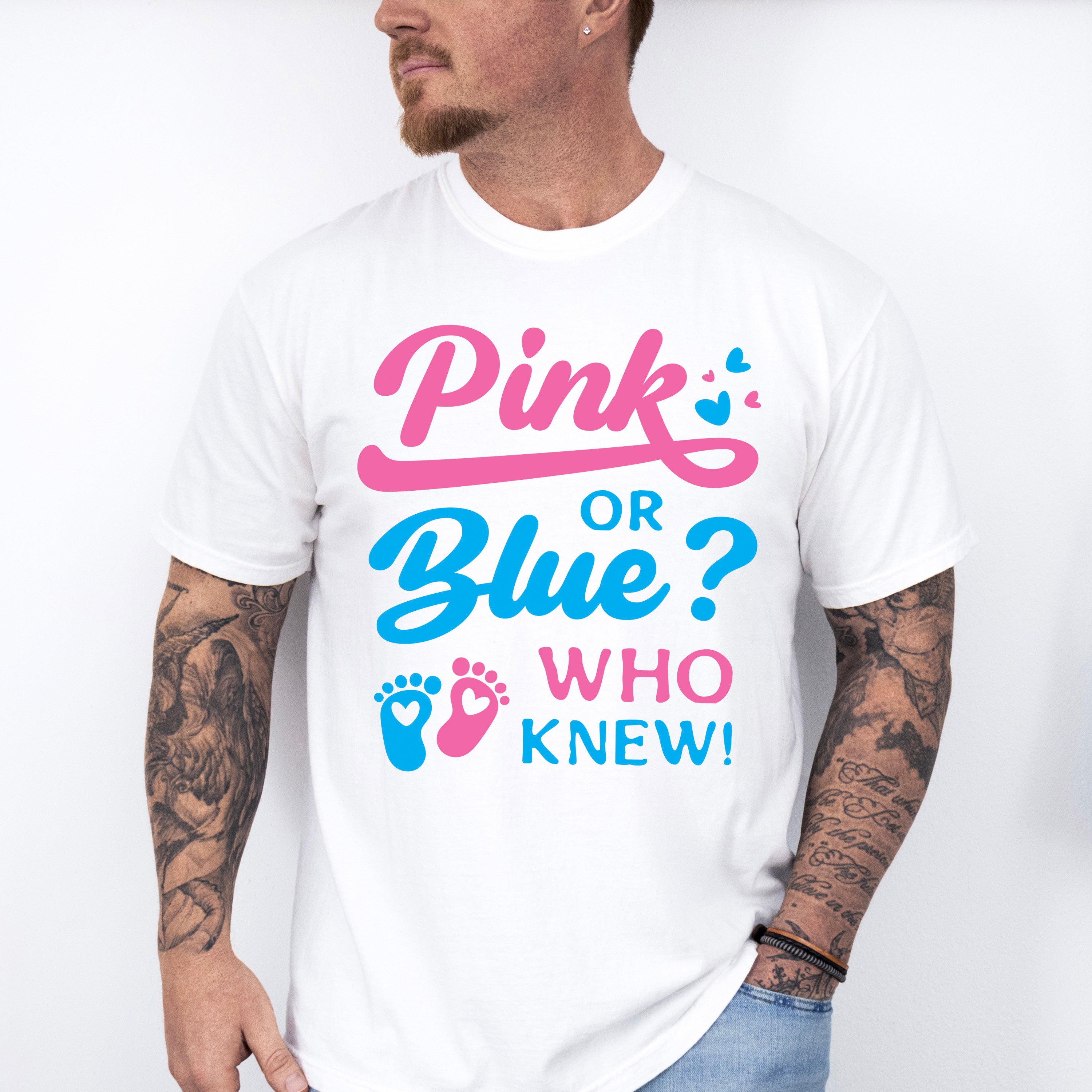 Pink Or Blue Who Knew - Gender Reveal Unisex Crewneck T-Shirt Sweatshirt Hoodie