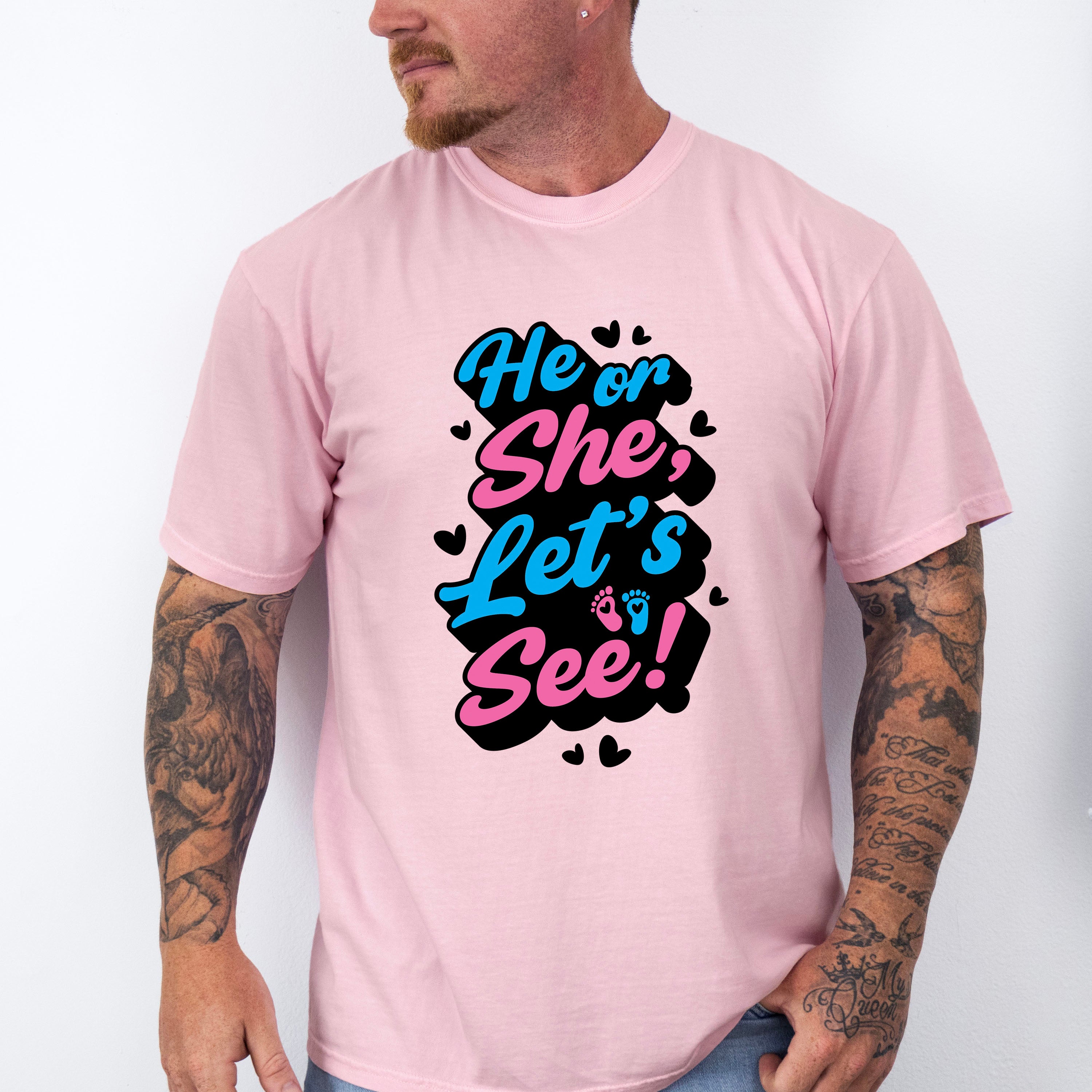 He Or She Let's See - Gender Reveal Unisex Crewneck T-Shirt Sweatshirt Hoodie