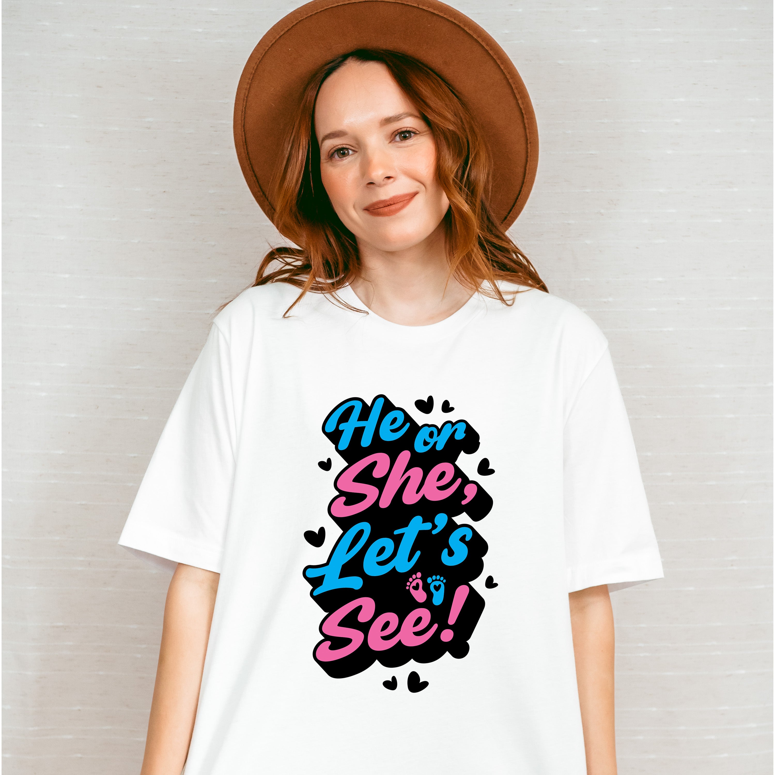 He Or She Let's See - Gender Reveal Unisex Crewneck T-Shirt Sweatshirt Hoodie
