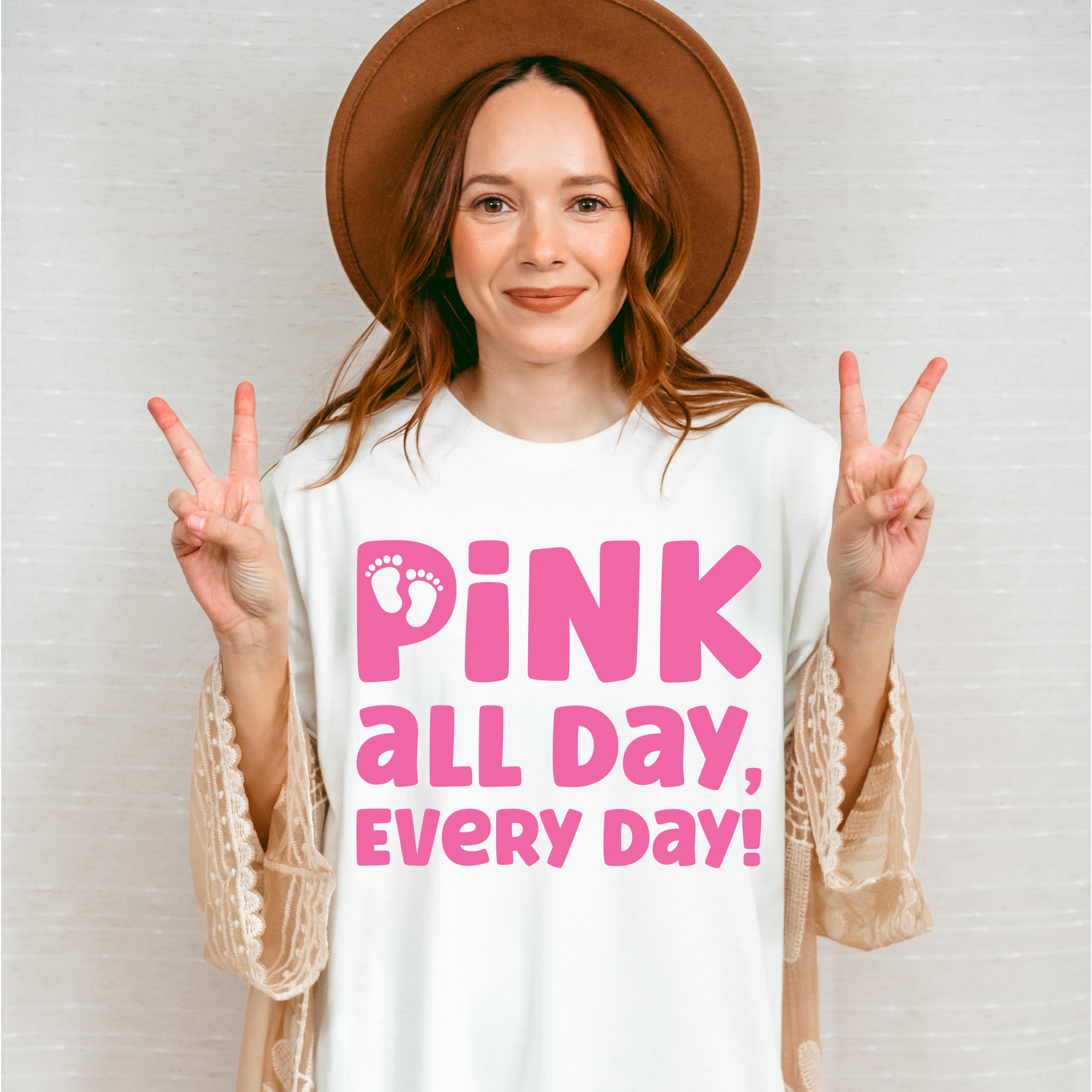 Pink All Day Every Day - Gender Reveal Unisex Crewneck T-Shirt Sweatshirt Hoodie