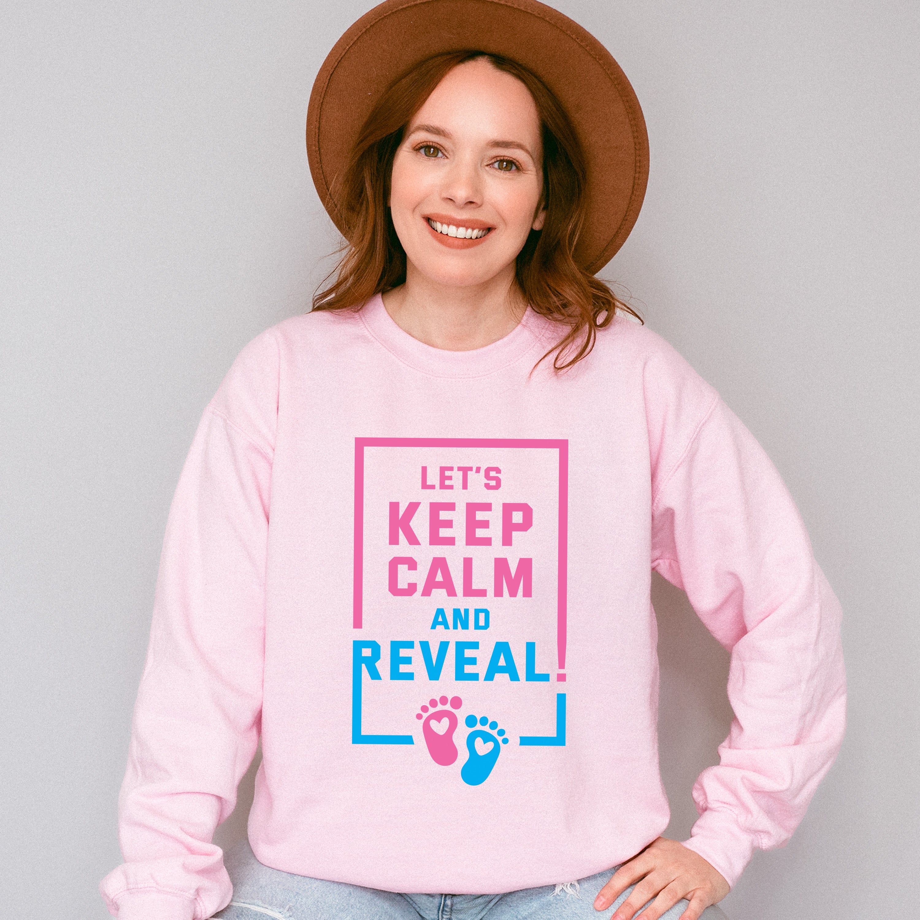 Let's Keep Calm And Reveal - Gender Reveal Unisex Crewneck T-Shirt Sweatshirt Hoodie