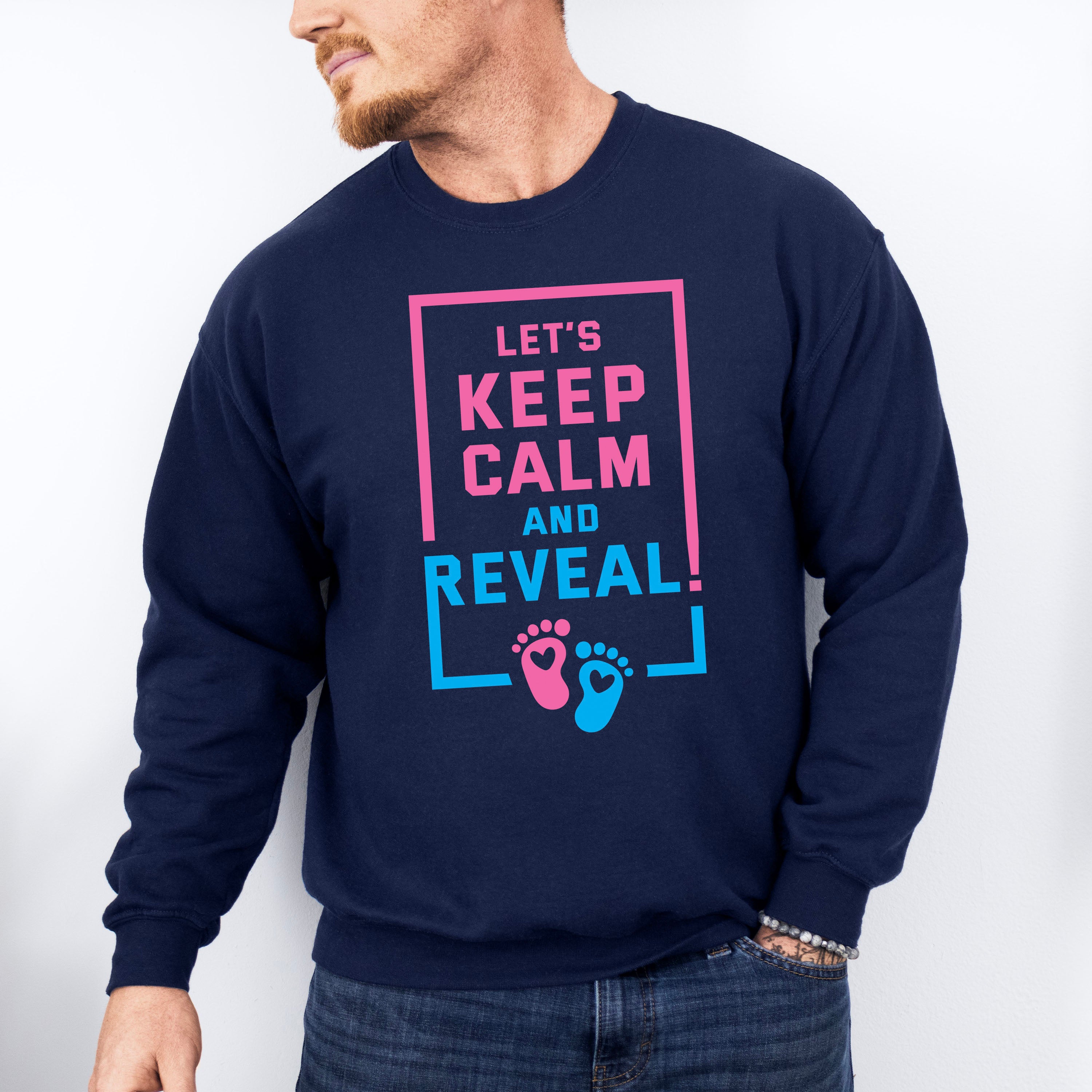 Let's Keep Calm And Reveal - Gender Reveal Unisex Crewneck T-Shirt Sweatshirt Hoodie