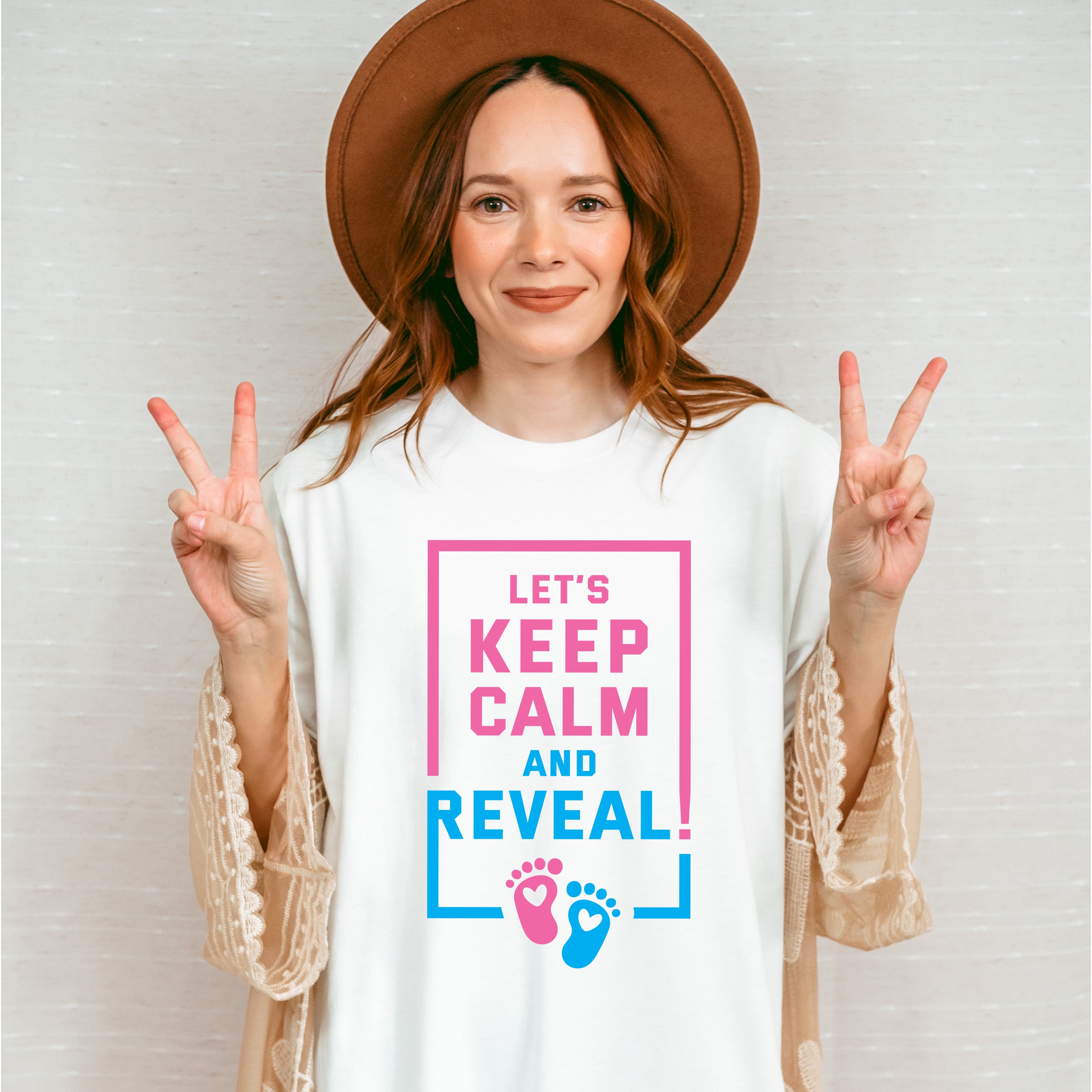 Let's Keep Calm And Reveal - Gender Reveal Unisex Crewneck T-Shirt Sweatshirt Hoodie