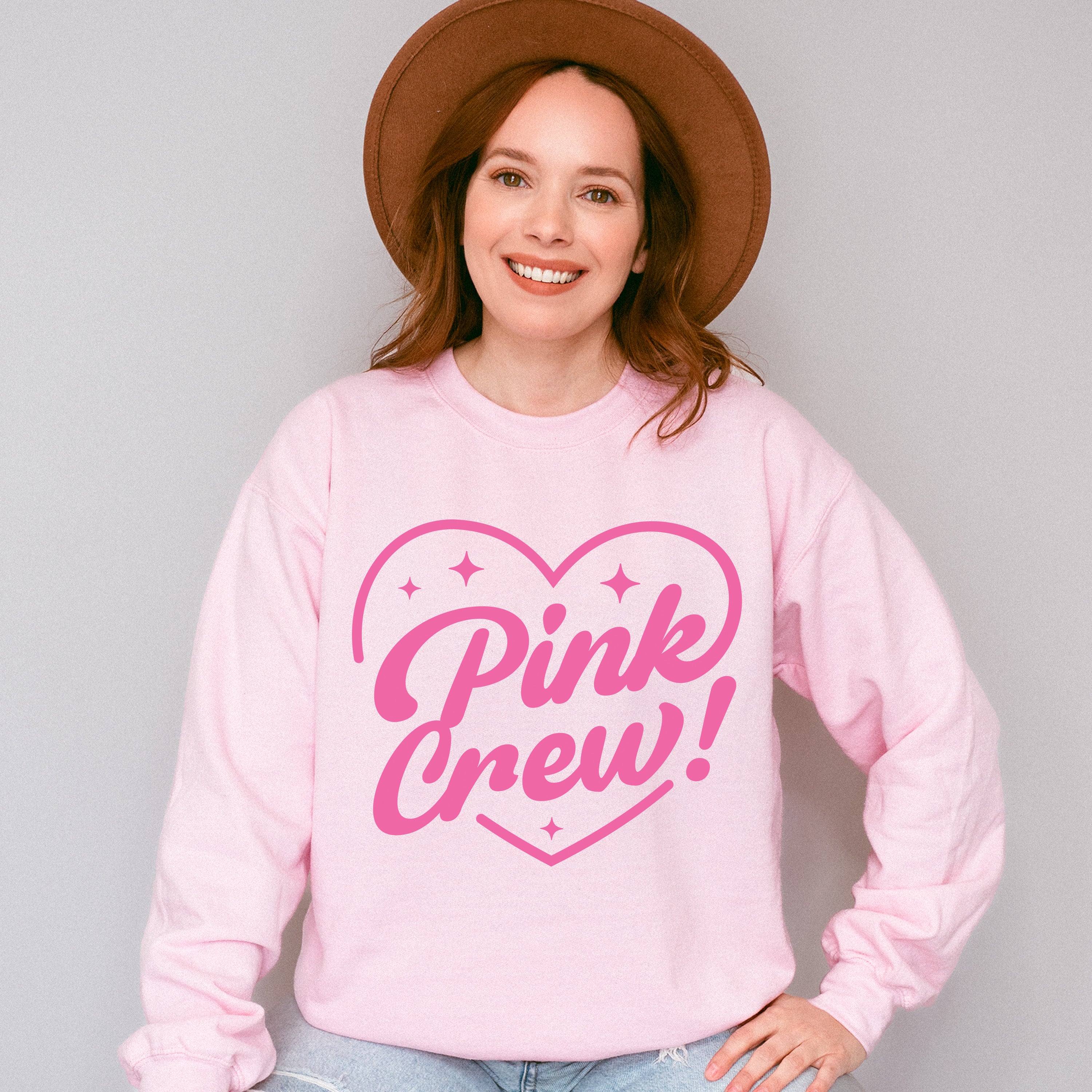 Pink Crew Heart Design - Gender Reveal Unisex Crewneck T-Shirt Sweatshirt Hoodie