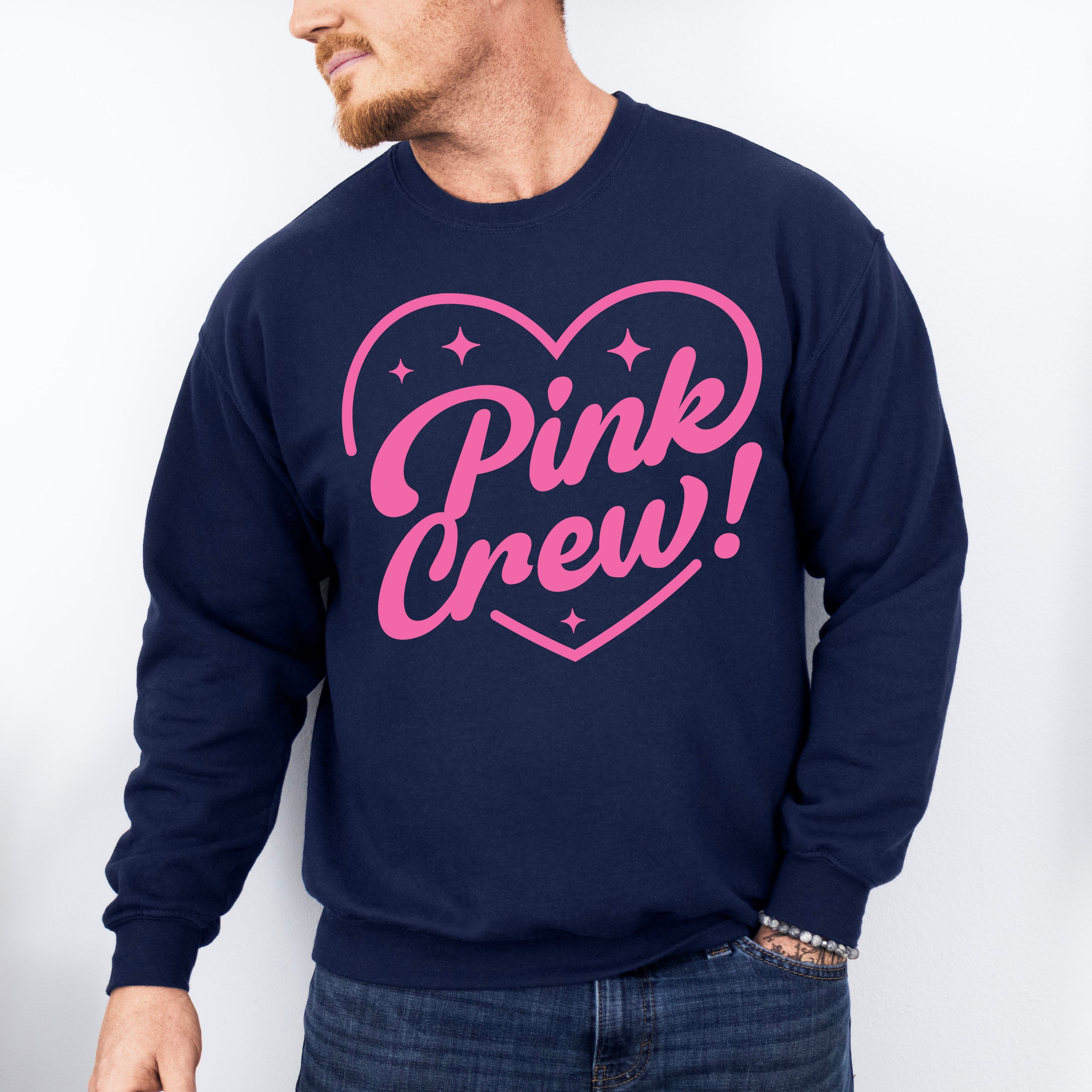 Pink Crew Heart Design - Gender Reveal Unisex Crewneck T-Shirt Sweatshirt Hoodie