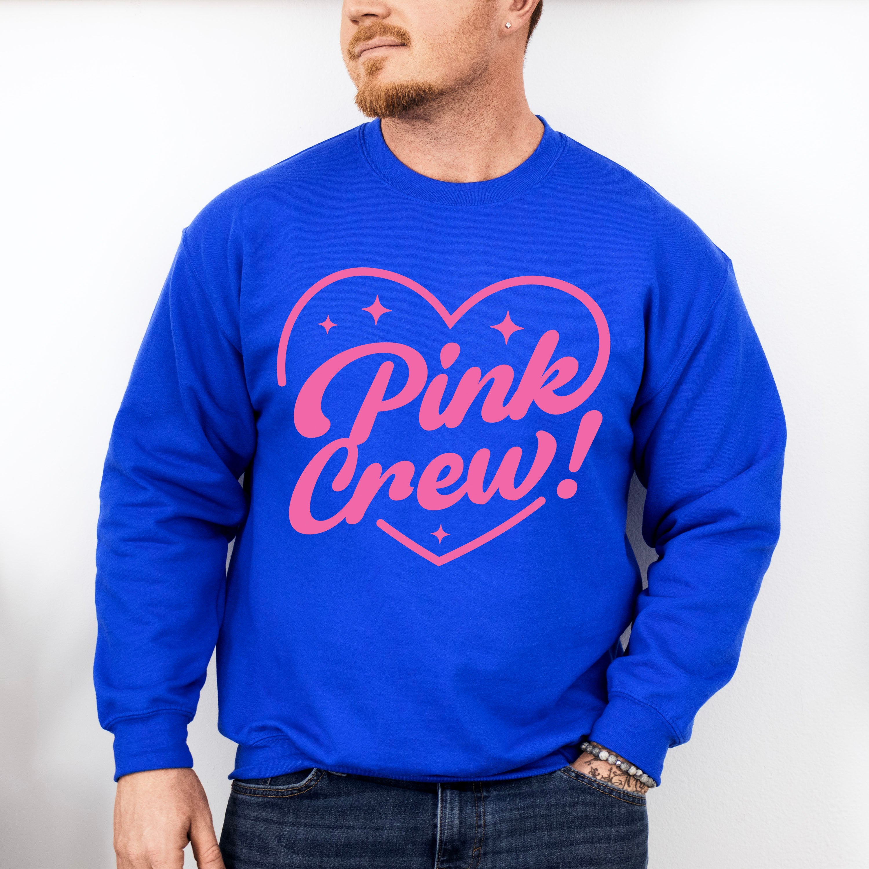 Pink Crew Heart Design - Gender Reveal Unisex Crewneck T-Shirt Sweatshirt Hoodie