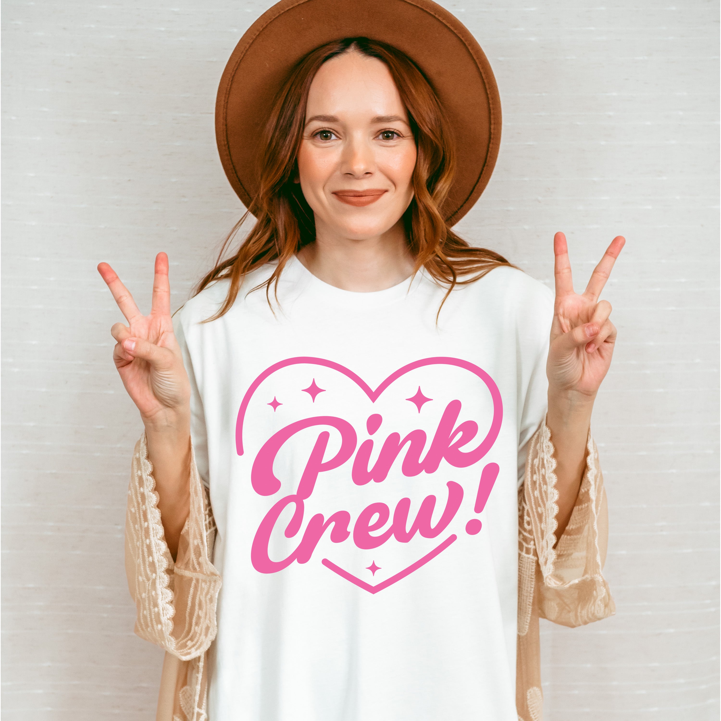 Pink Crew Heart Design - Gender Reveal Unisex Crewneck T-Shirt Sweatshirt Hoodie