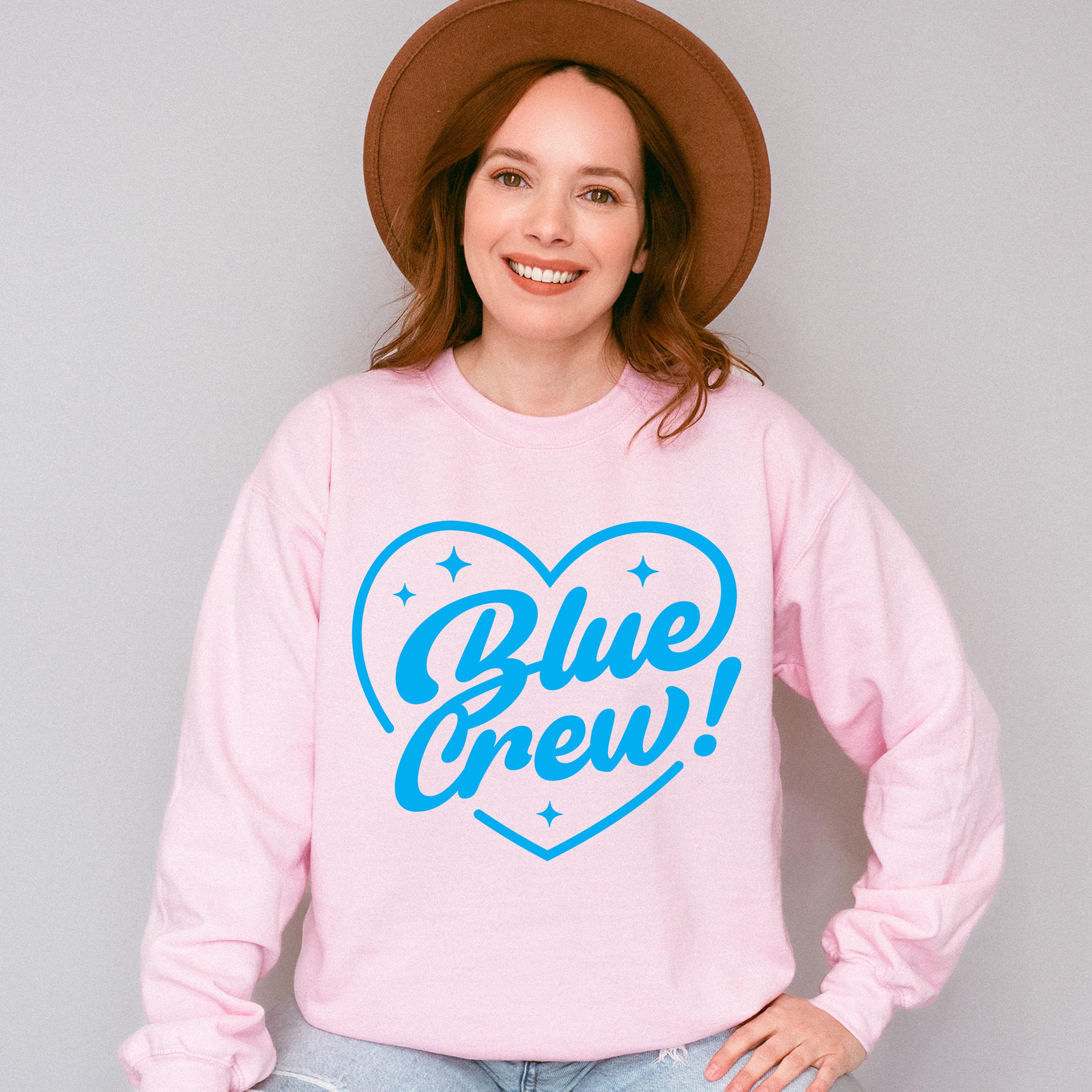 Blue Crew Heart Design - Gender Reveal Unisex Crewneck T-Shirt Sweatshirt Hoodie