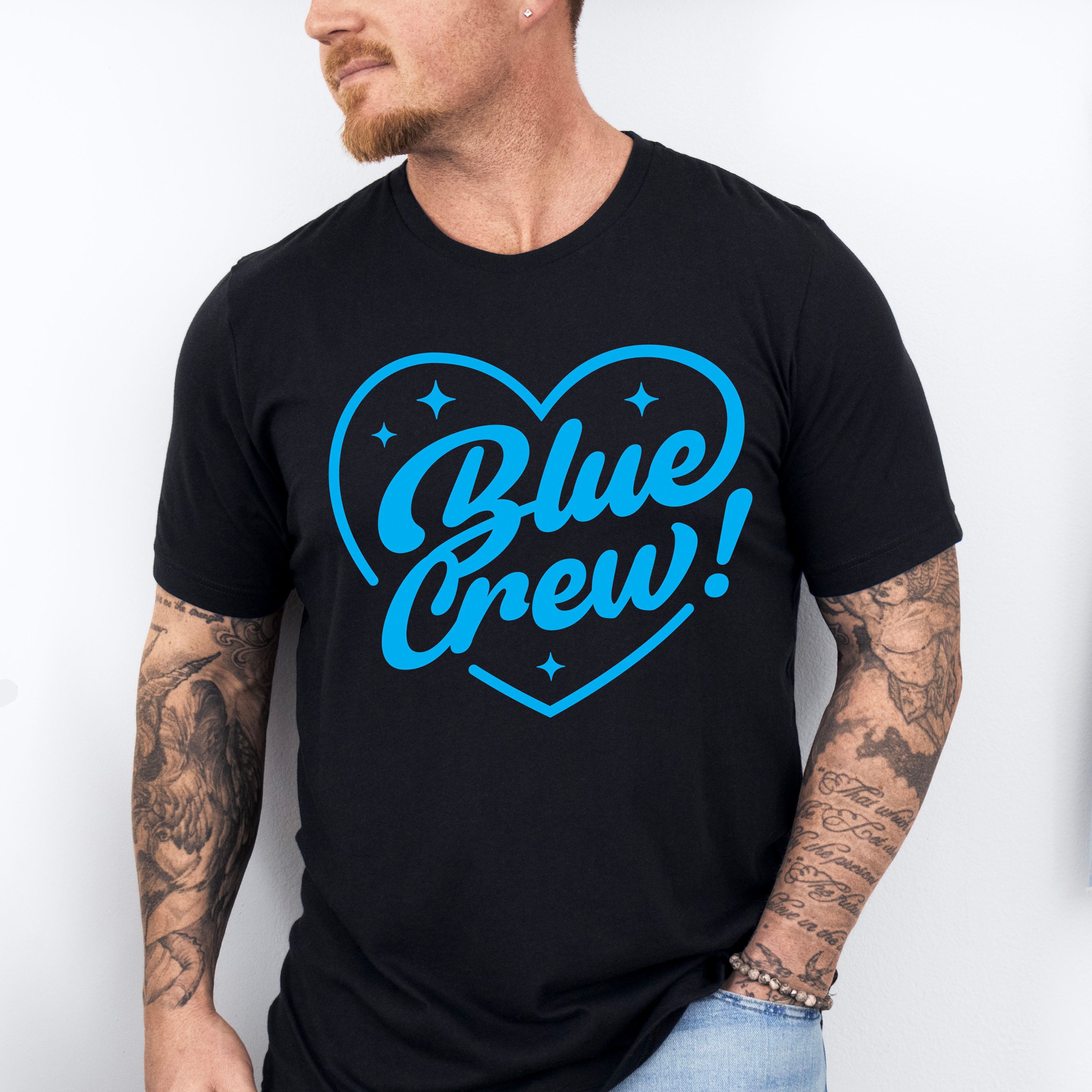 Blue Crew Heart Design - Gender Reveal Unisex Crewneck T-Shirt Sweatshirt Hoodie