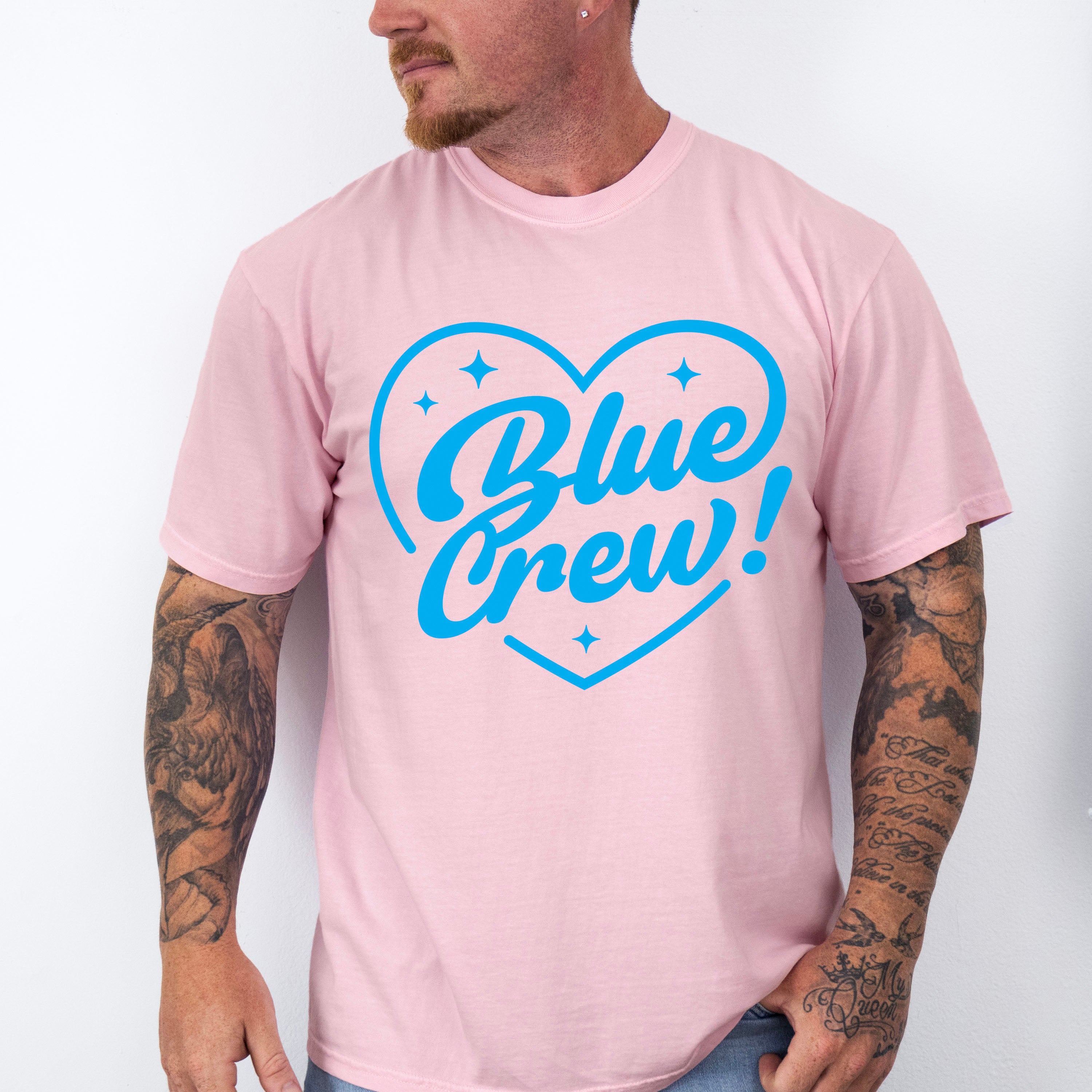 Blue Crew Heart Design - Gender Reveal Unisex Crewneck T-Shirt Sweatshirt Hoodie