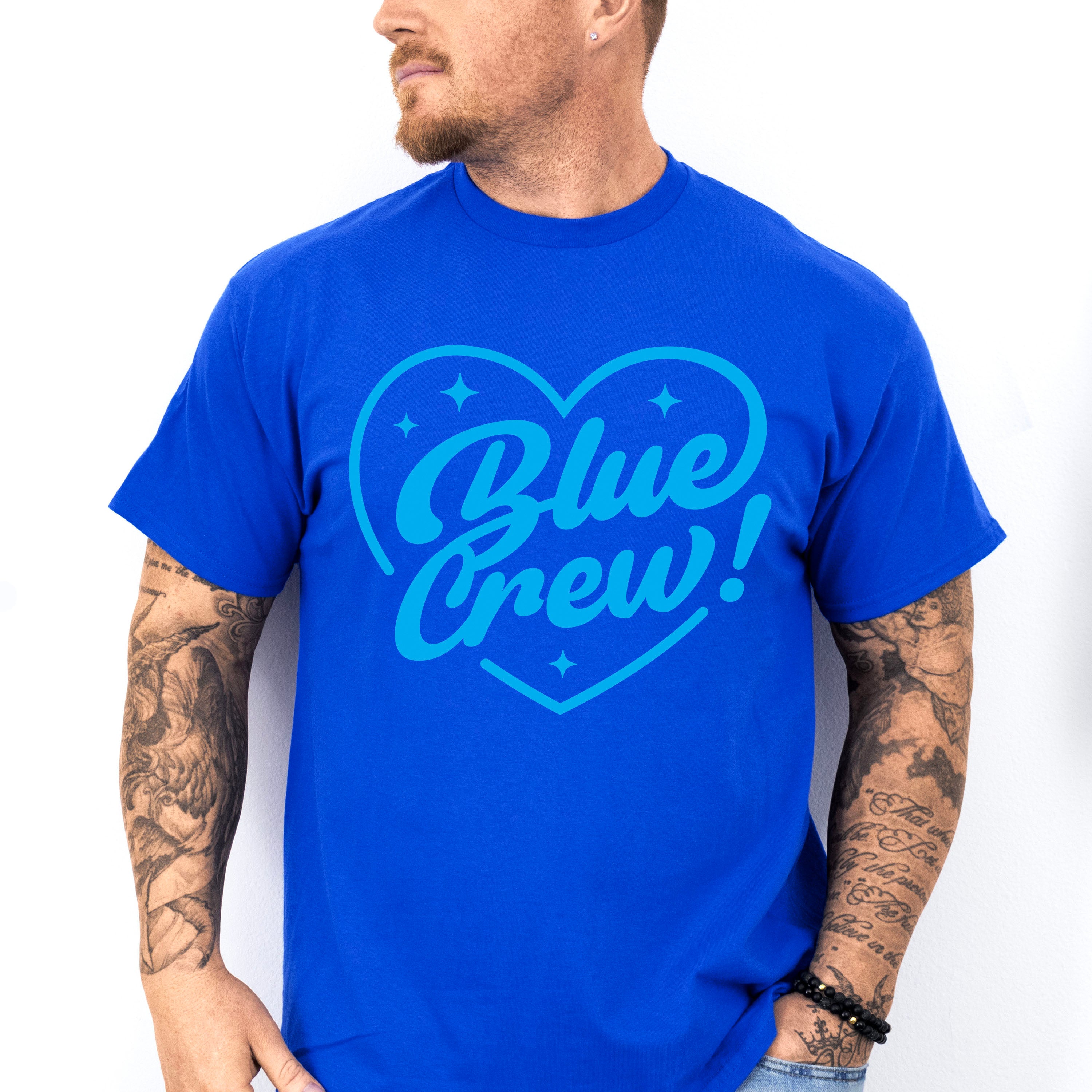 Blue Crew Heart Design - Gender Reveal Unisex Crewneck T-Shirt Sweatshirt Hoodie