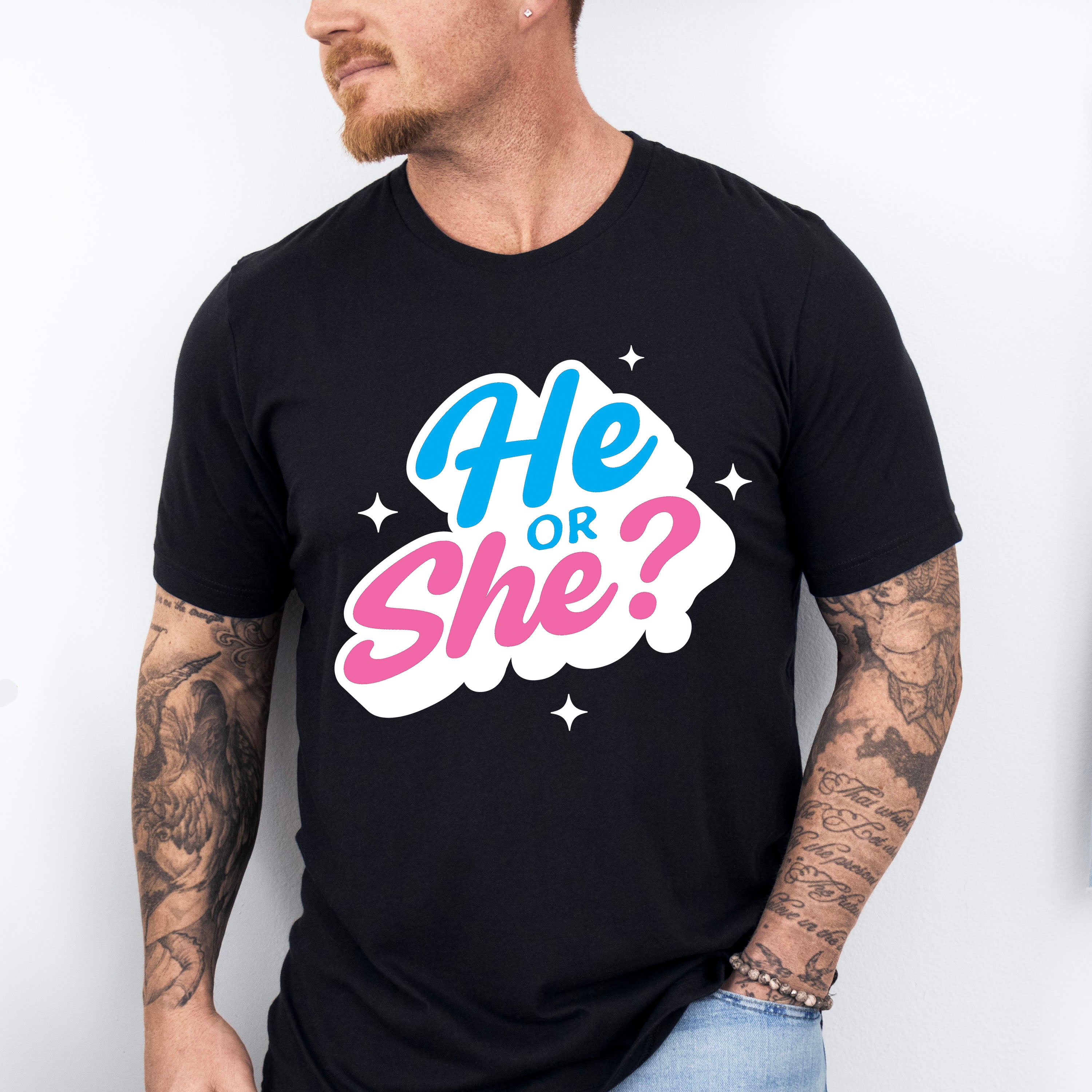 He Or She Blue And Pink Design - Gender Reveal Unisex Crewneck T-Shirt Sweatshirt Hoodie