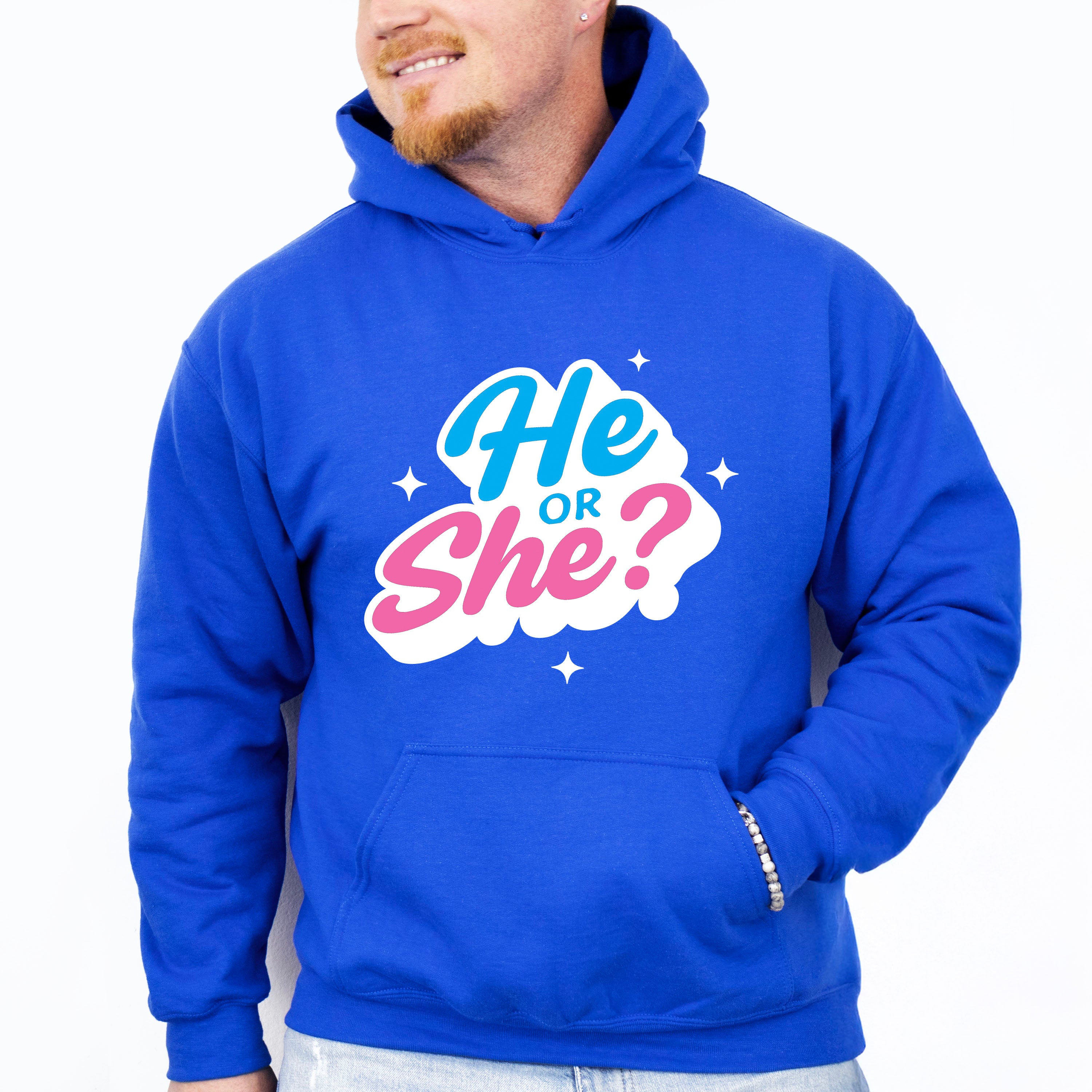 He Or She Blue And Pink Design - Gender Reveal Unisex Crewneck T-Shirt Sweatshirt Hoodie