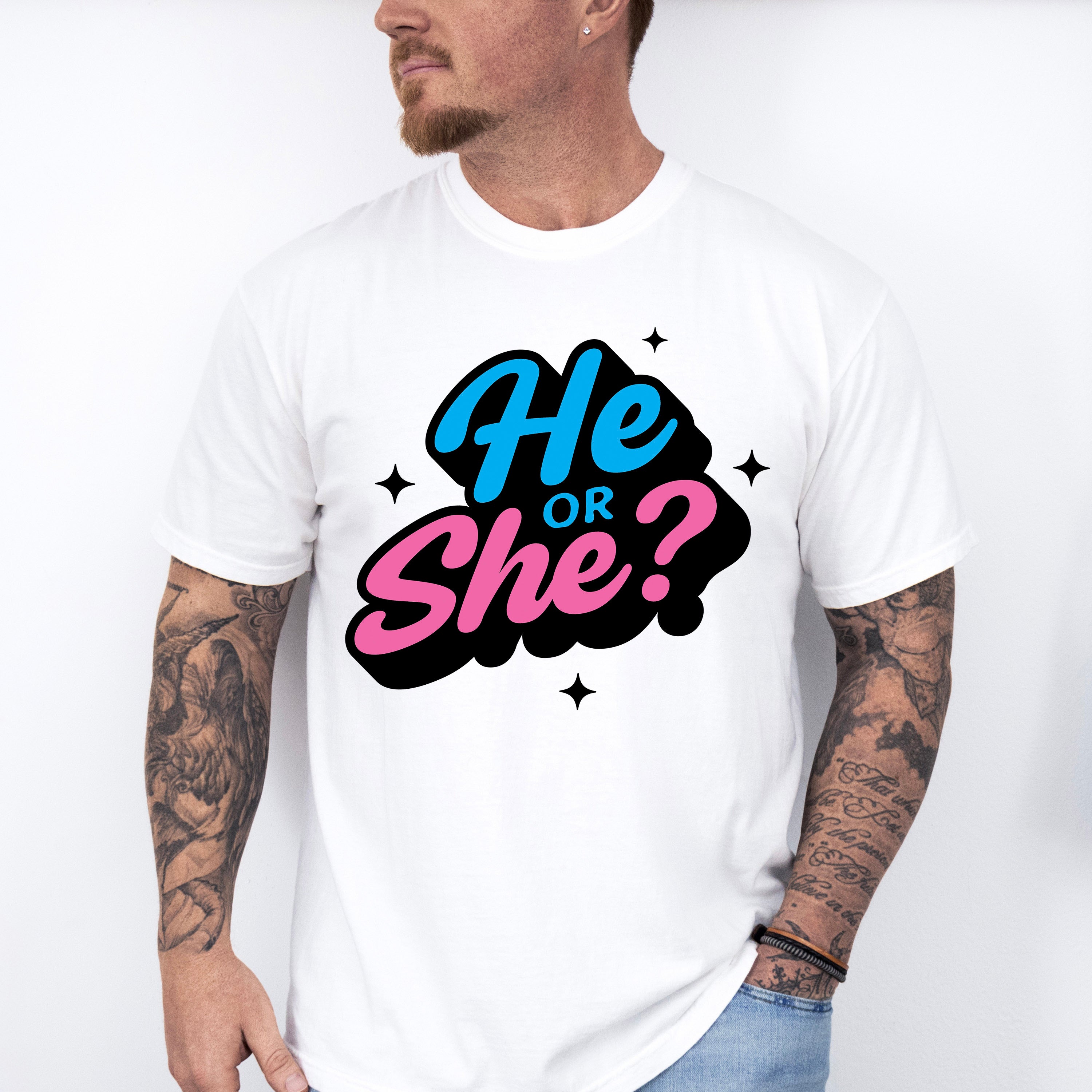 He Or She Blue And Pink Design - Gender Reveal Unisex Crewneck T-Shirt Sweatshirt Hoodie