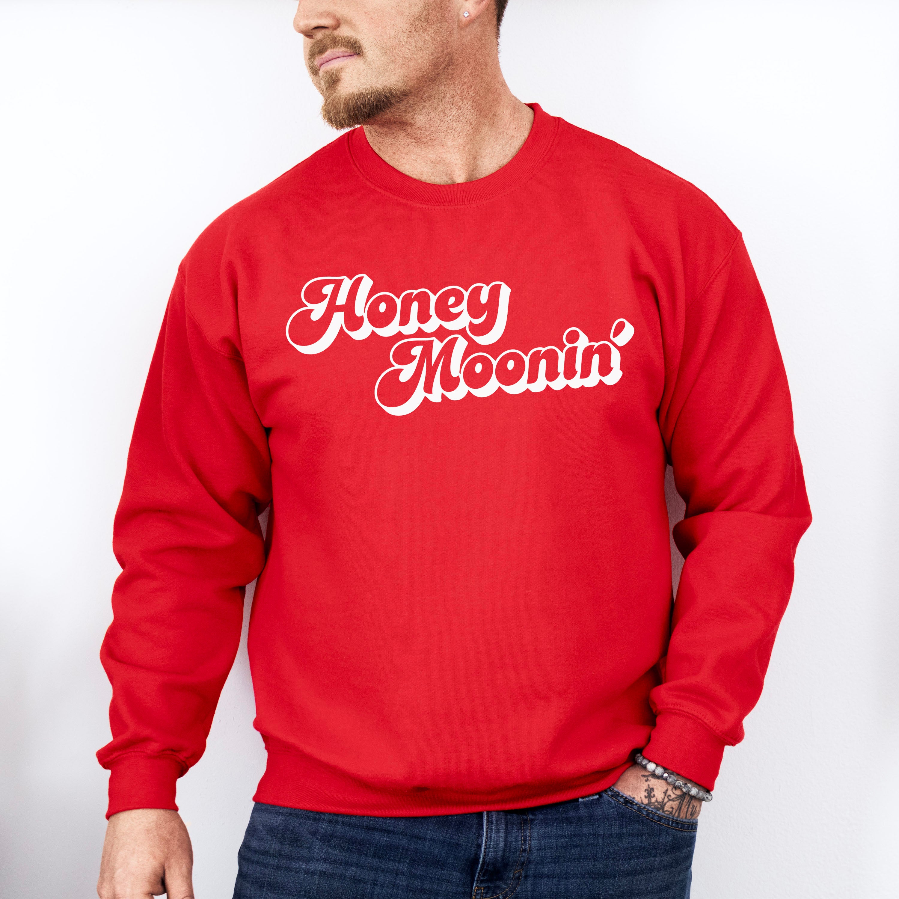 Honeymoonin' Black And White Design - Honeymoon Unisex Crewneck T-Shirt Sweatshirt Hoodie