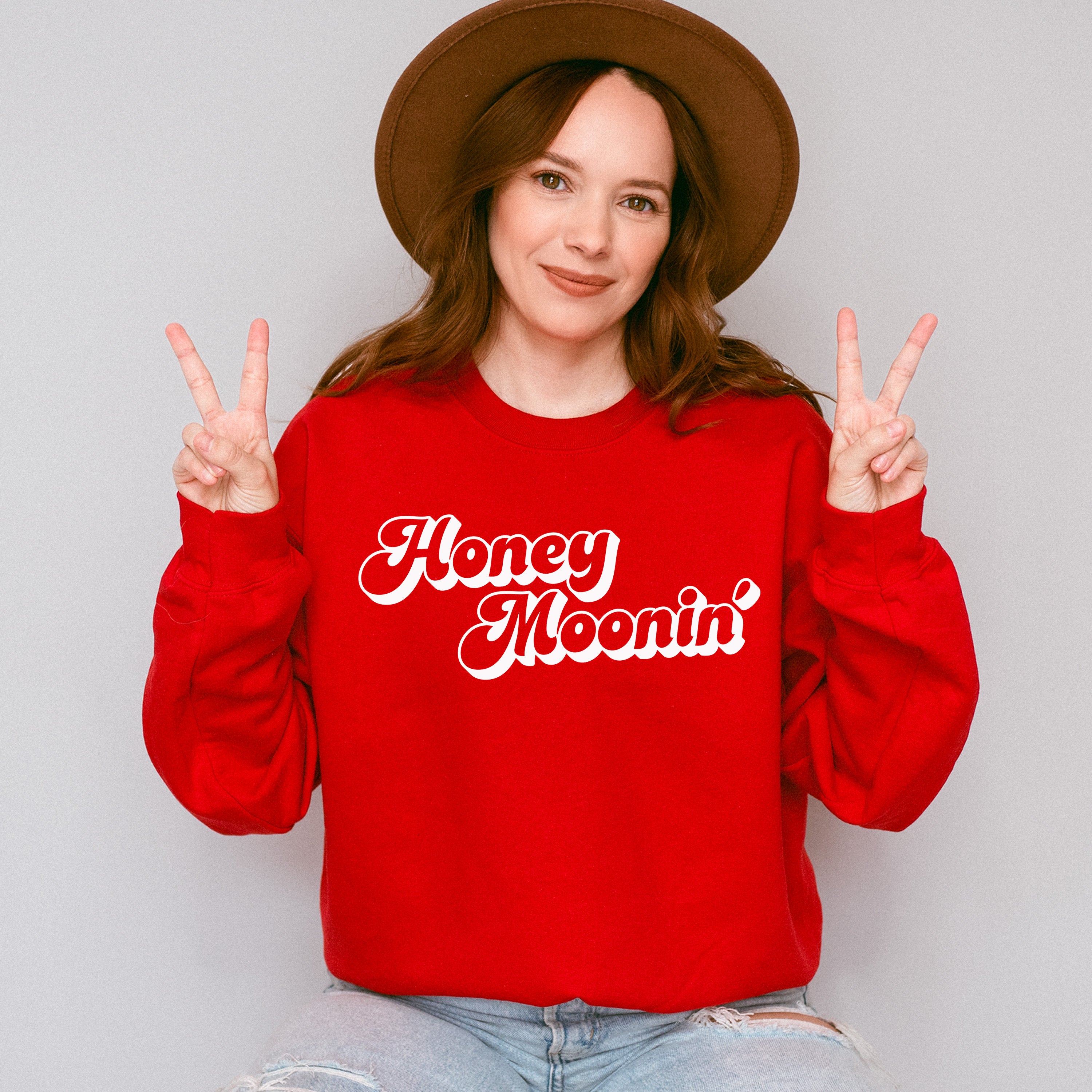 Honeymoonin' Black And White Design - Honeymoon Unisex Crewneck T-Shirt Sweatshirt Hoodie