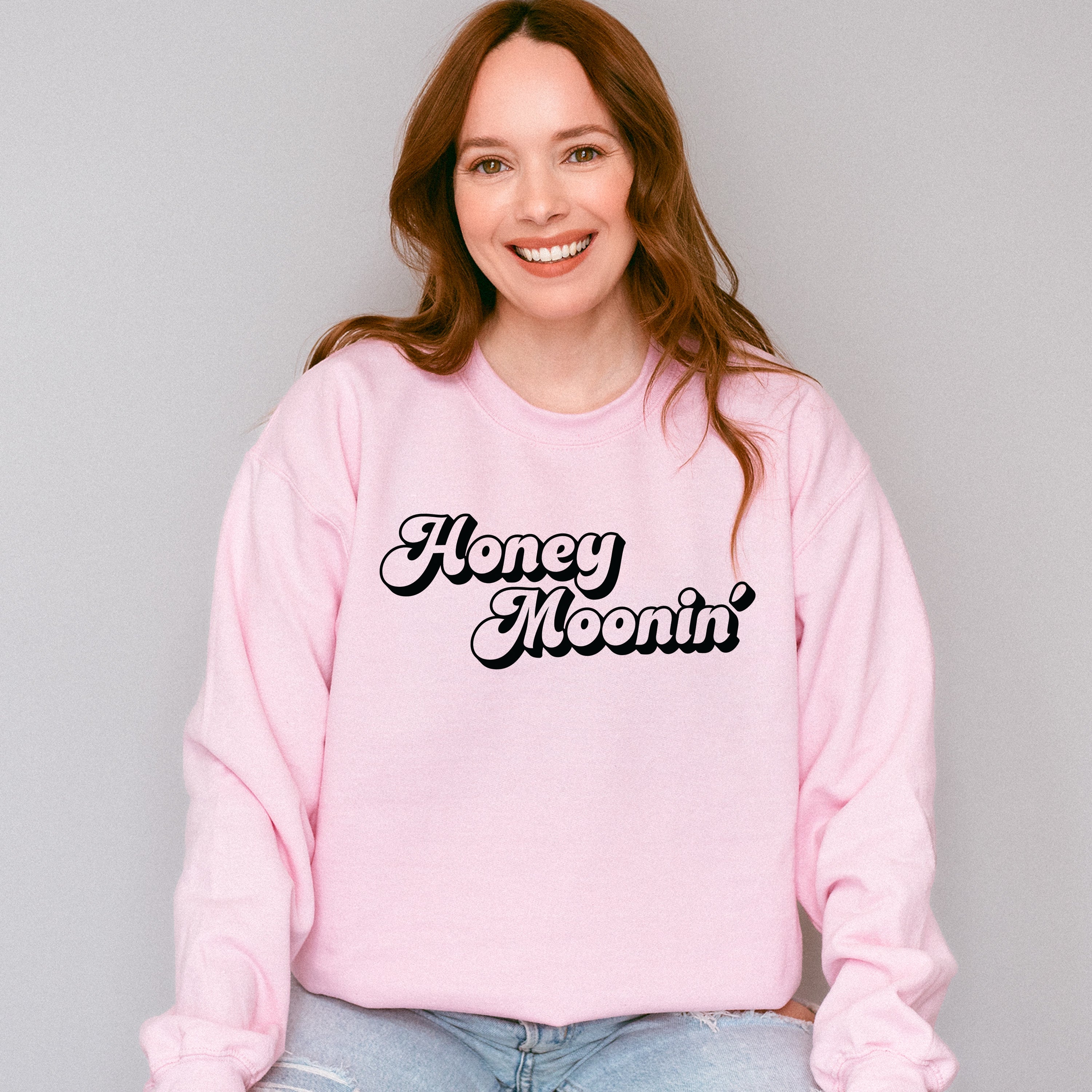 Honeymoonin' Black And White Design - Honeymoon Unisex Crewneck T-Shirt Sweatshirt Hoodie