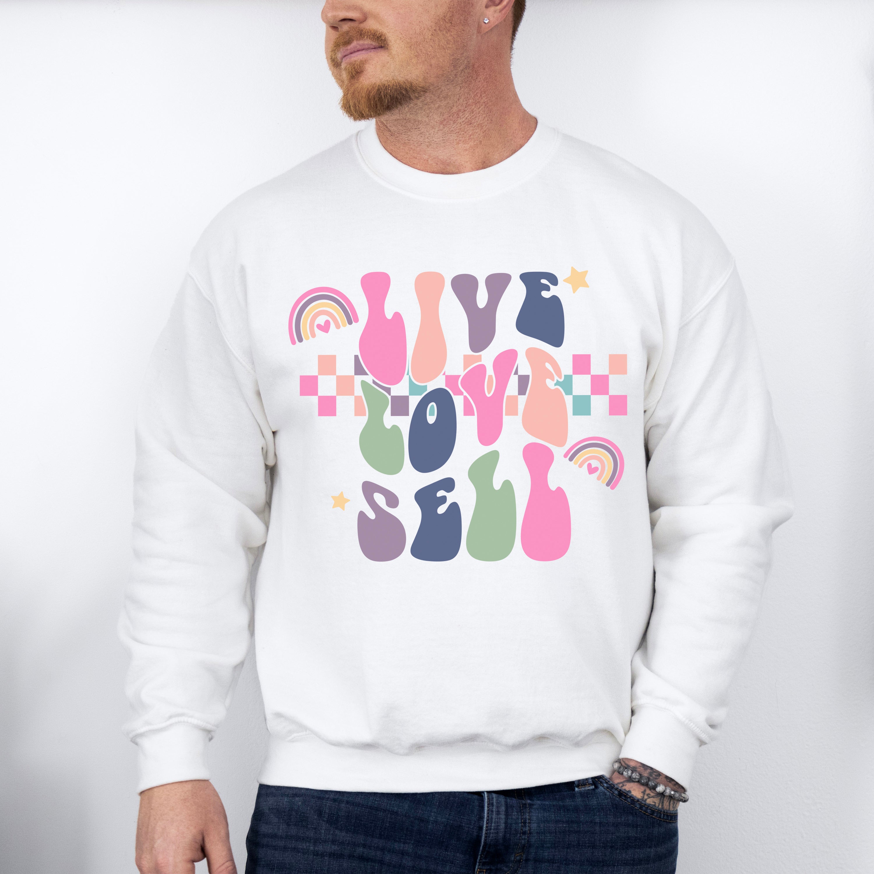 Live Love Sell Checkered Design - Realtor Unisex Crewneck T-Shirt Sweatshirt Hoodie