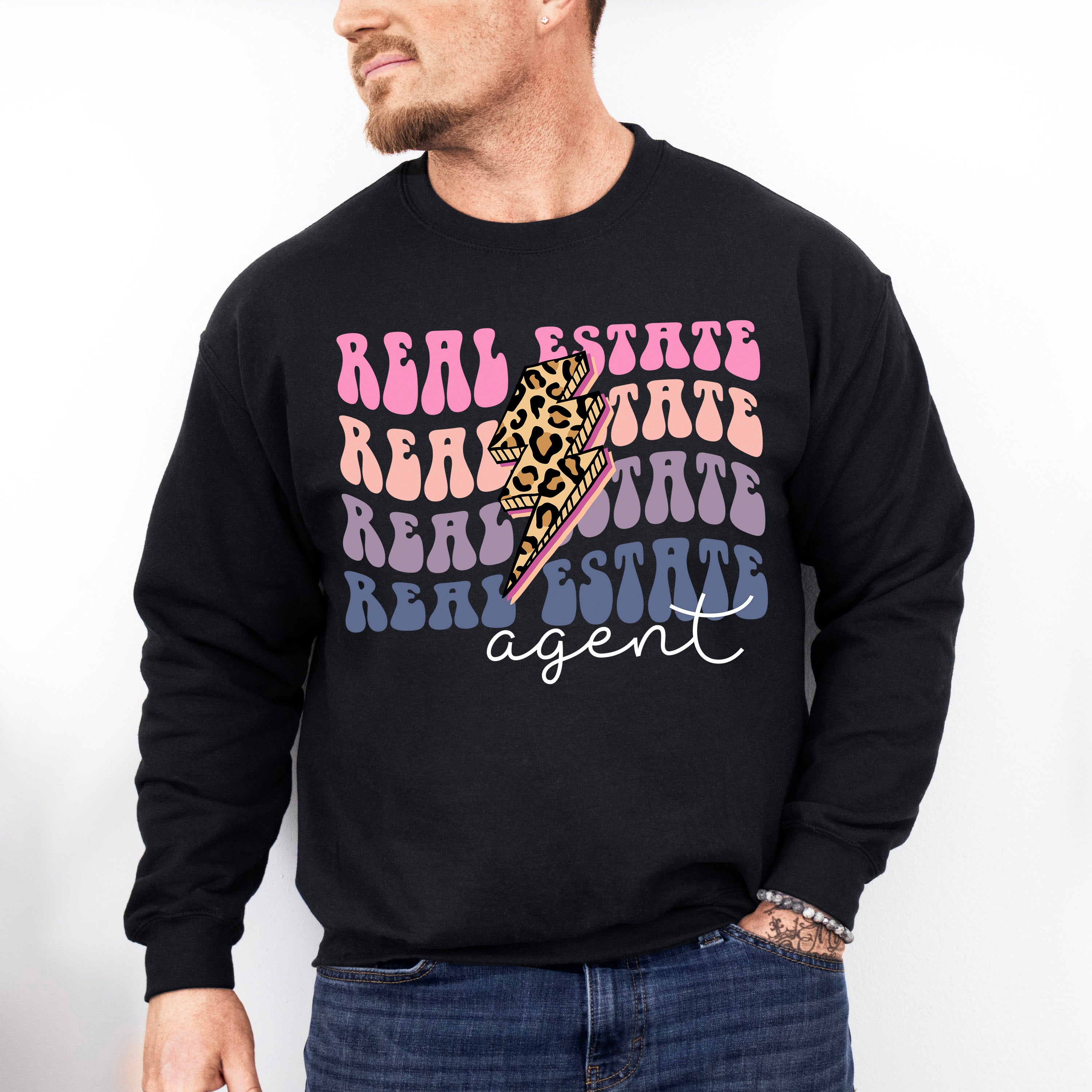 Real Estate Agent Cheetah Print Design - Realtor Unisex Crewneck T-Shirt Sweatshirt Hoodie