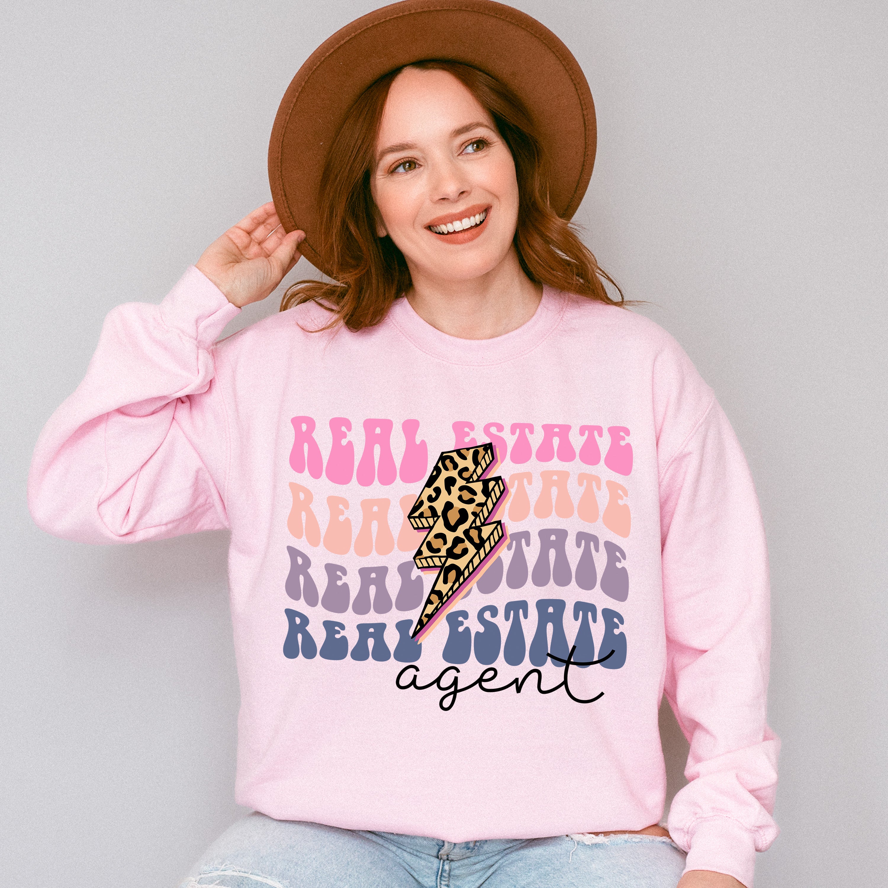 Real Estate Agent Cheetah Print Design - Realtor Unisex Crewneck T-Shirt Sweatshirt Hoodie