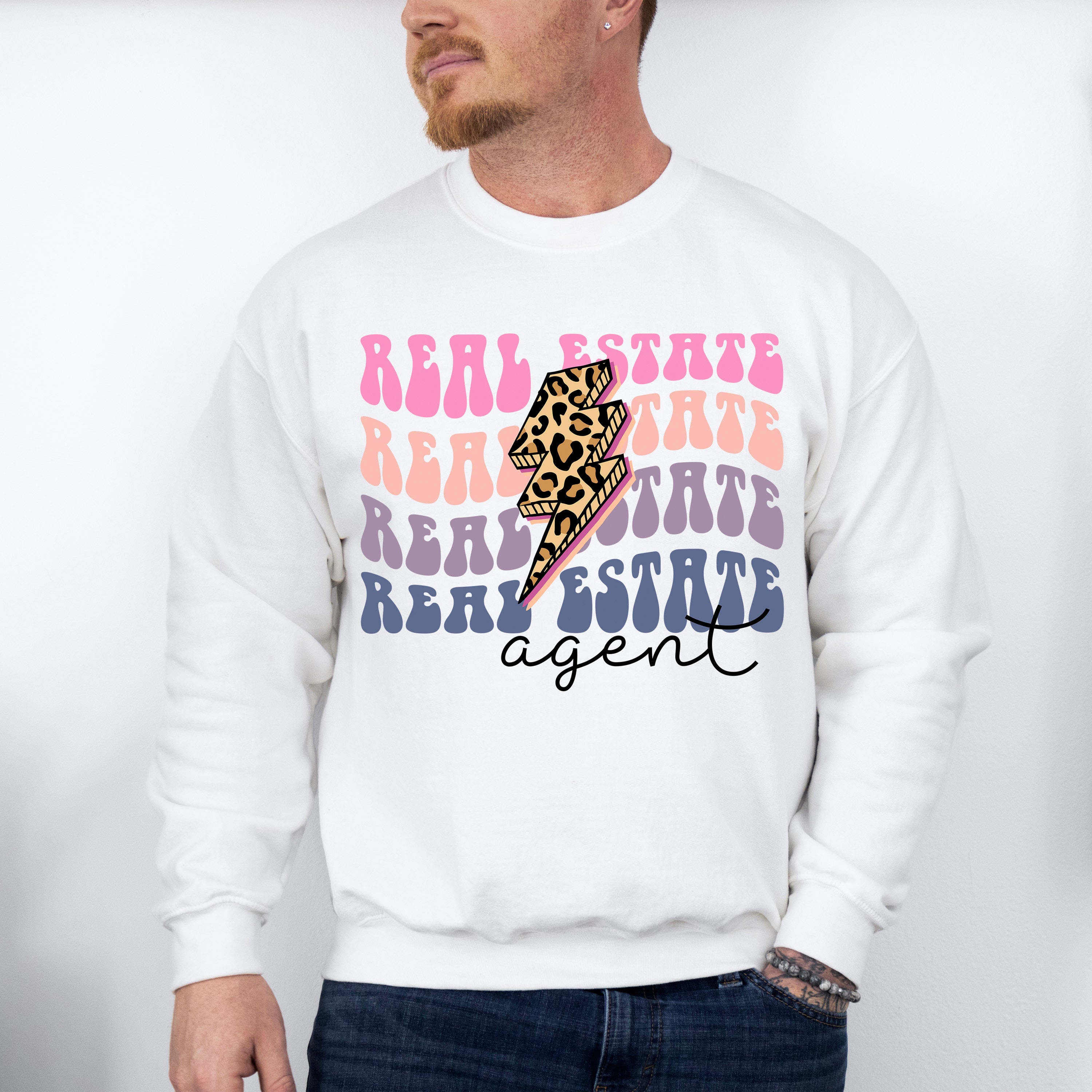 Real Estate Agent Cheetah Print Design - Realtor Unisex Crewneck T-Shirt Sweatshirt Hoodie