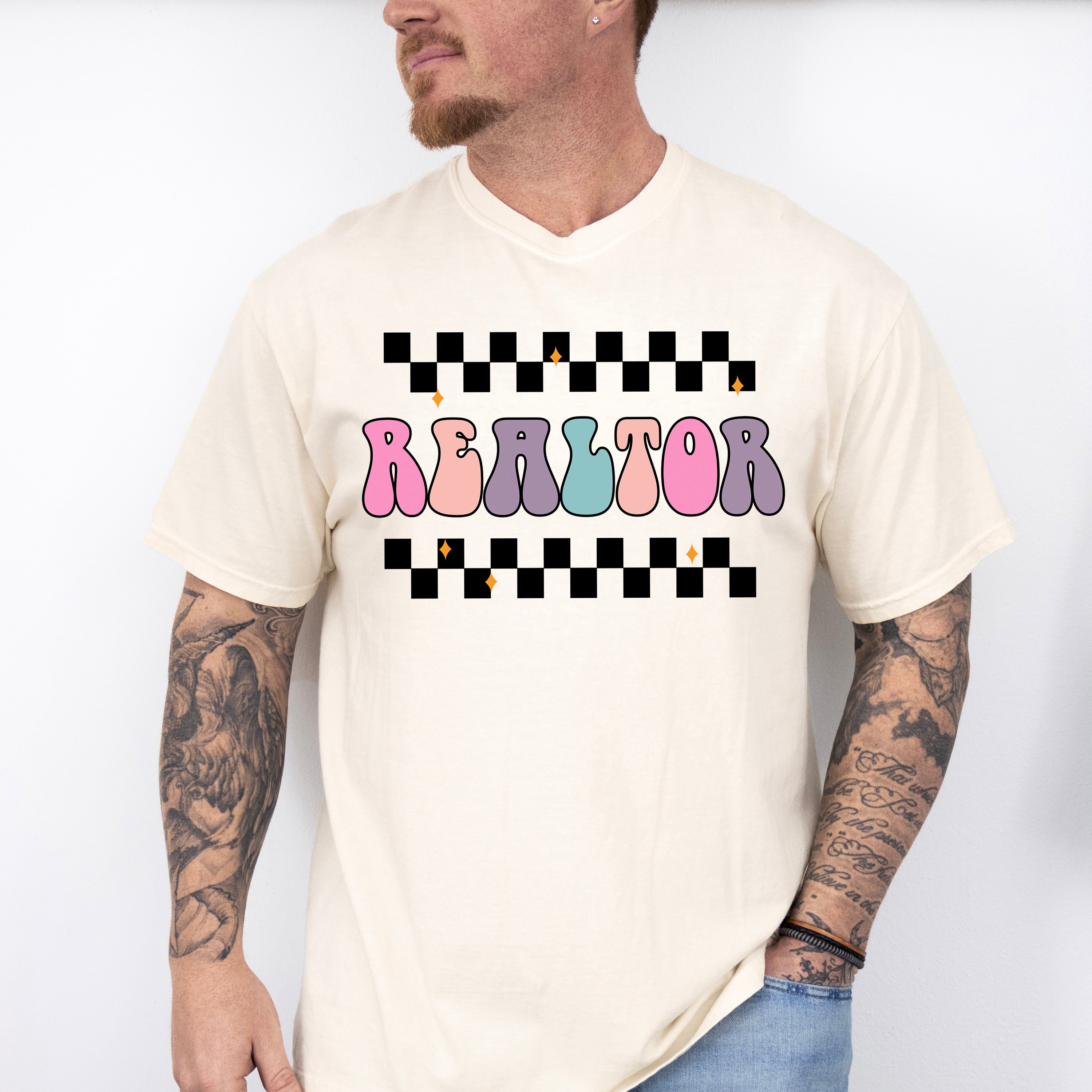 Realtor Vibes Checkered Design - Realtor Unisex Crewneck T-Shirt Sweatshirt Hoodie