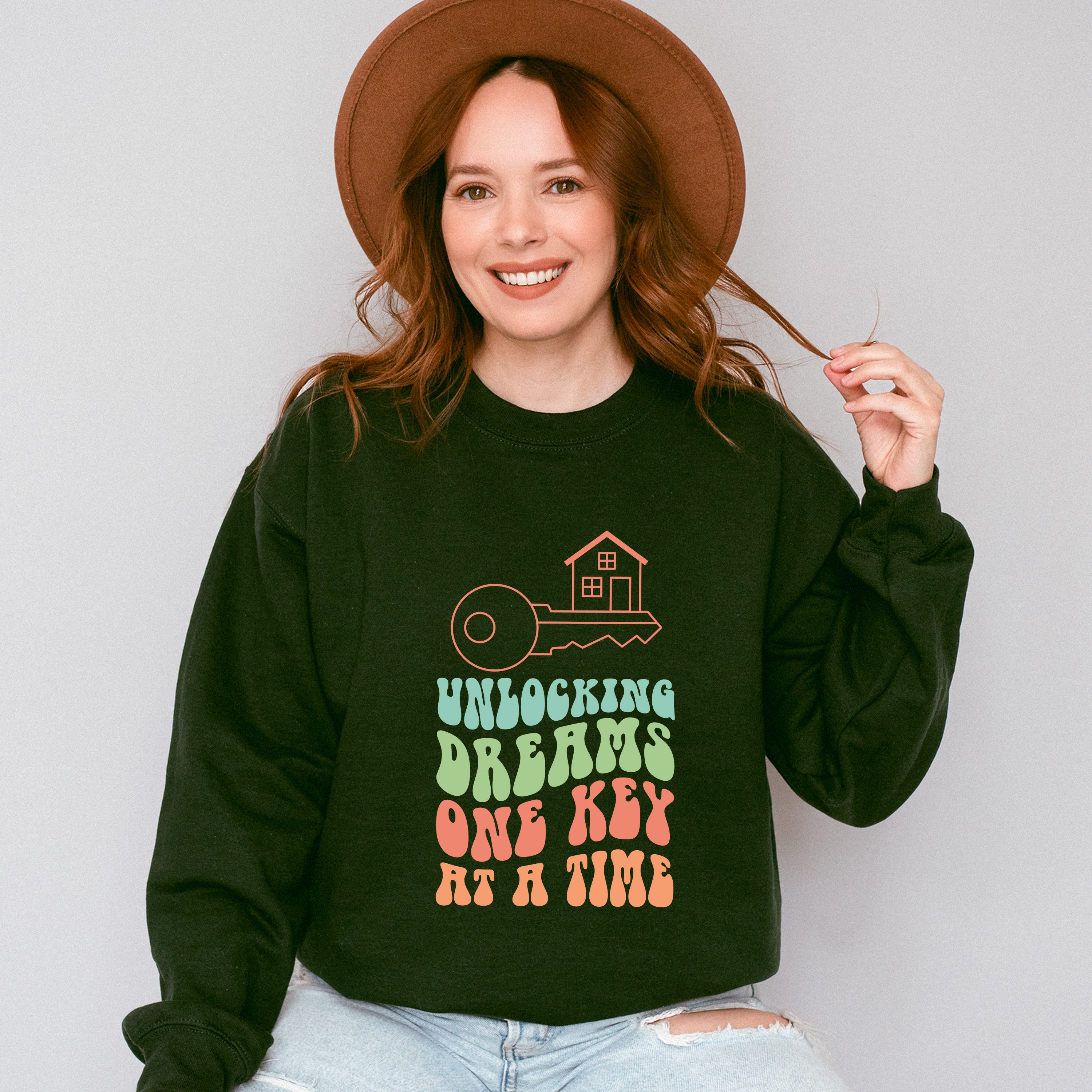 Unlocking Dreams One Key At A Time - Realtor Unisex Crewneck T-Shirt Sweatshirt Hoodie