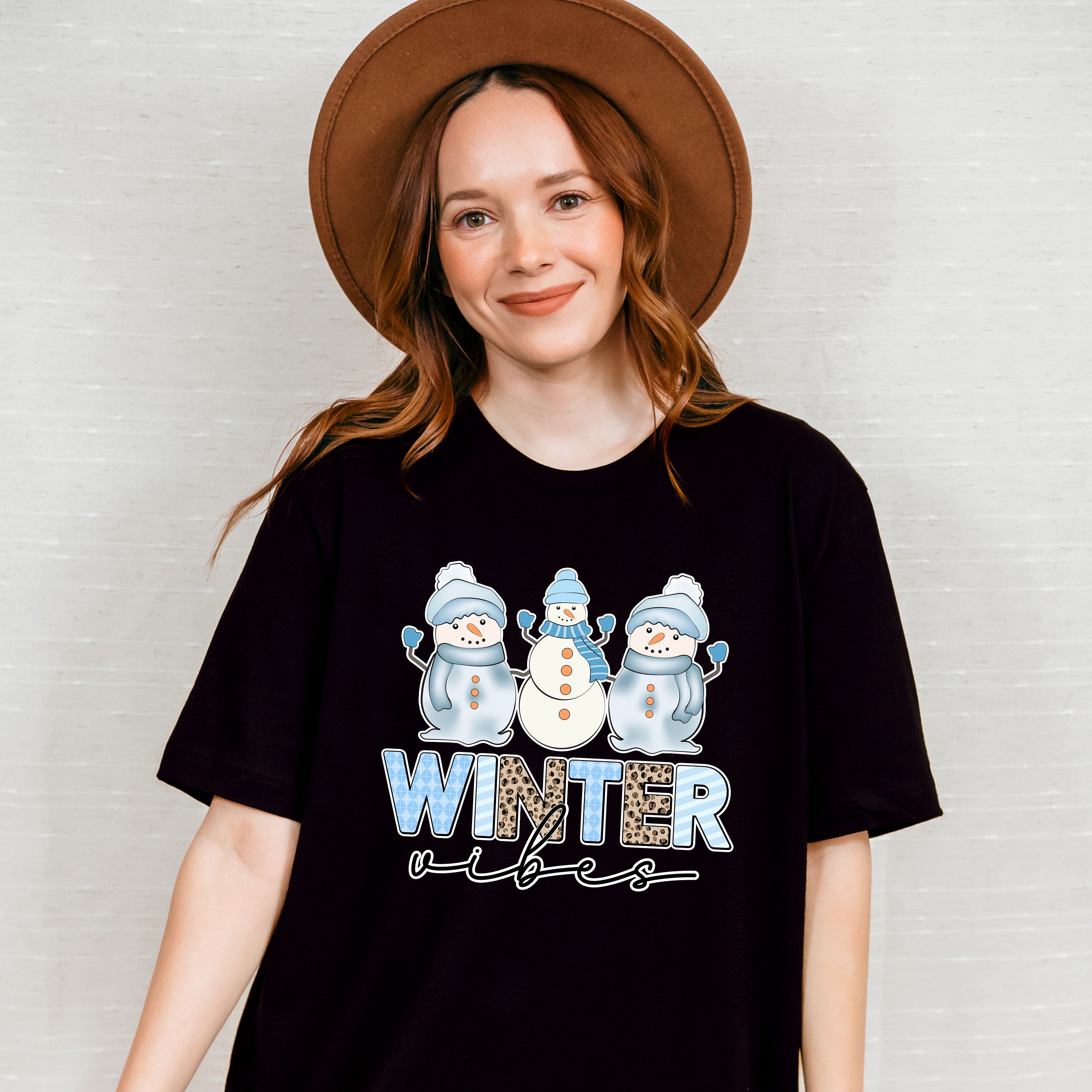 Winter Vibes Snowman Design - Winter Unisex Crewneck T-Shirt Sweatshirt Hoodie