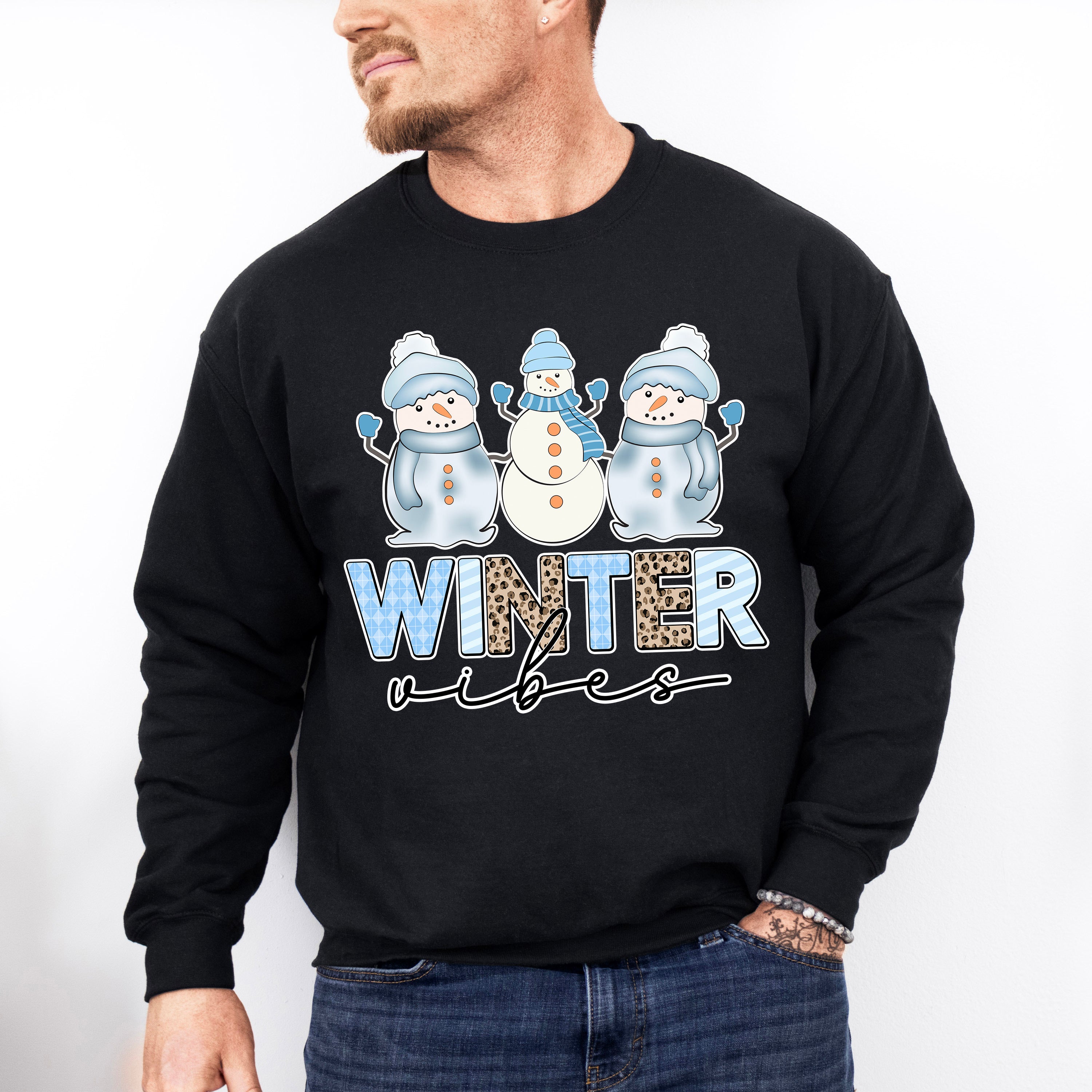 Winter Vibes Snowman Design - Winter Unisex Crewneck T-Shirt Sweatshirt Hoodie